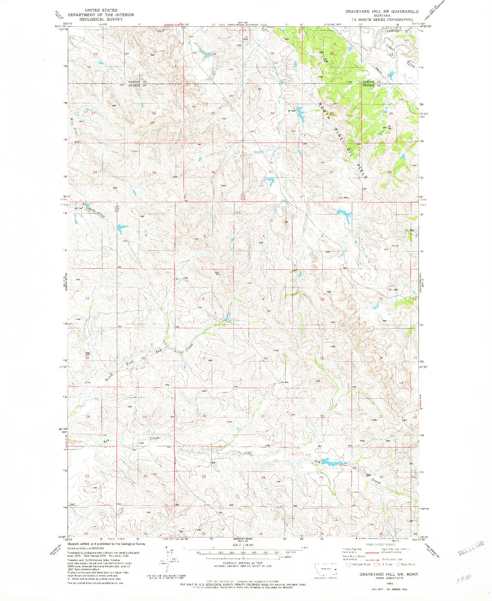 USGS 1:24000-SCALE QUADRANGLE FOR GRAVEYARD HILL SW, MT 1982