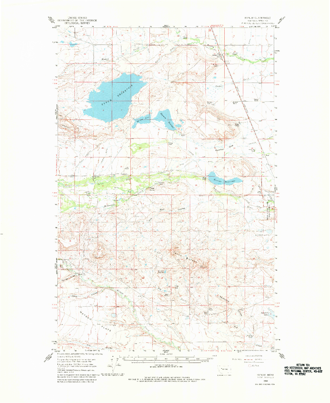 USGS 1:62500-SCALE QUADRANGLE FOR BYNUM, MT 1960
