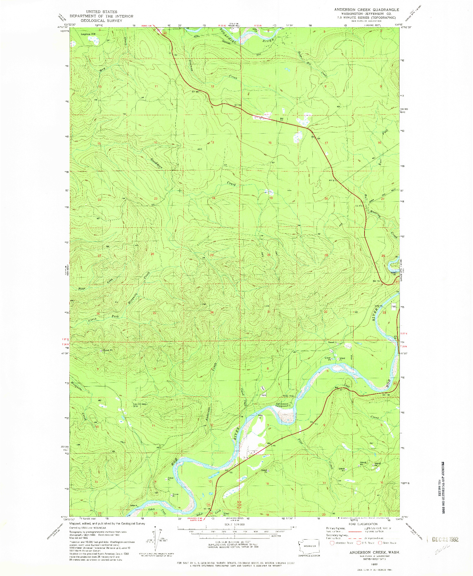USGS 1:24000-SCALE QUADRANGLE FOR ANDERSON CREEK, WA 1982