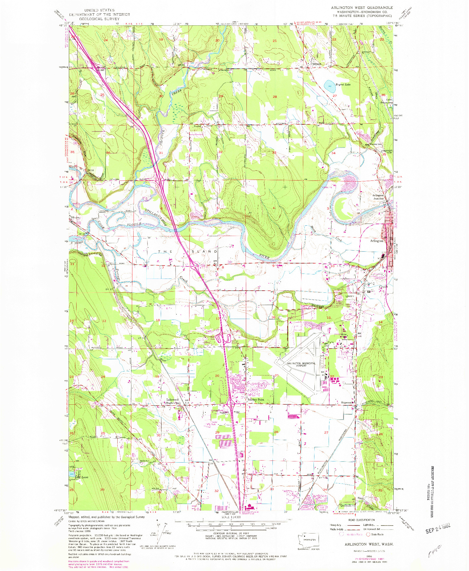 USGS 1:24000-SCALE QUADRANGLE FOR ARLINGTON WEST, WA 1956