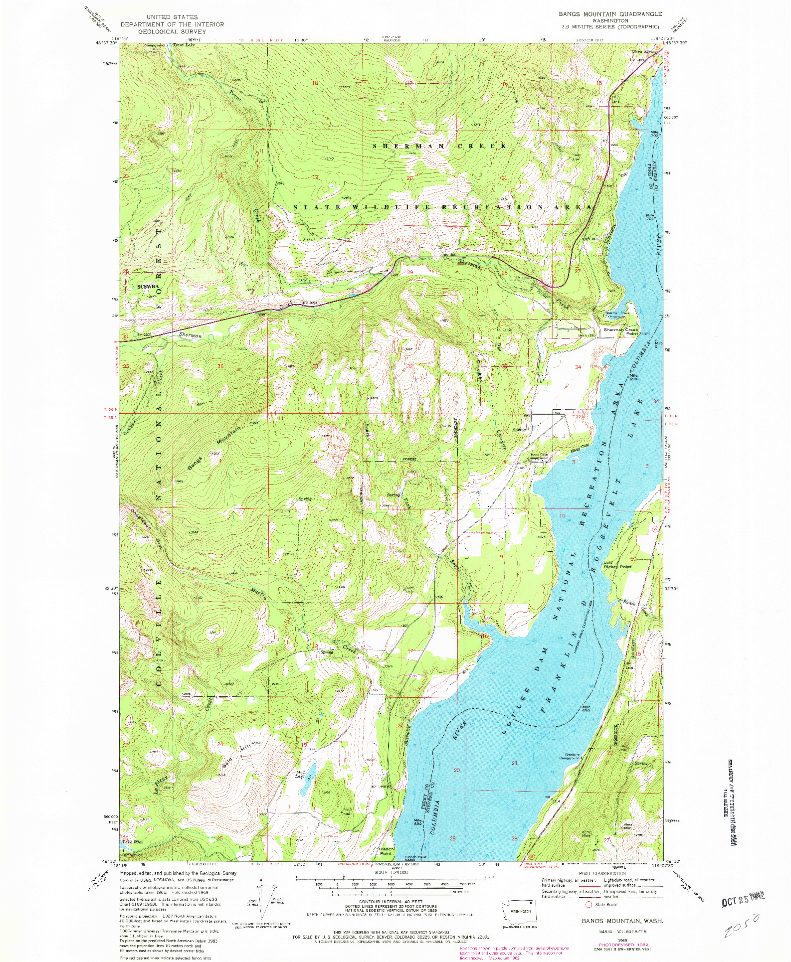 USGS 1:24000-SCALE QUADRANGLE FOR BANGS MOUNTAIN, WA 1969