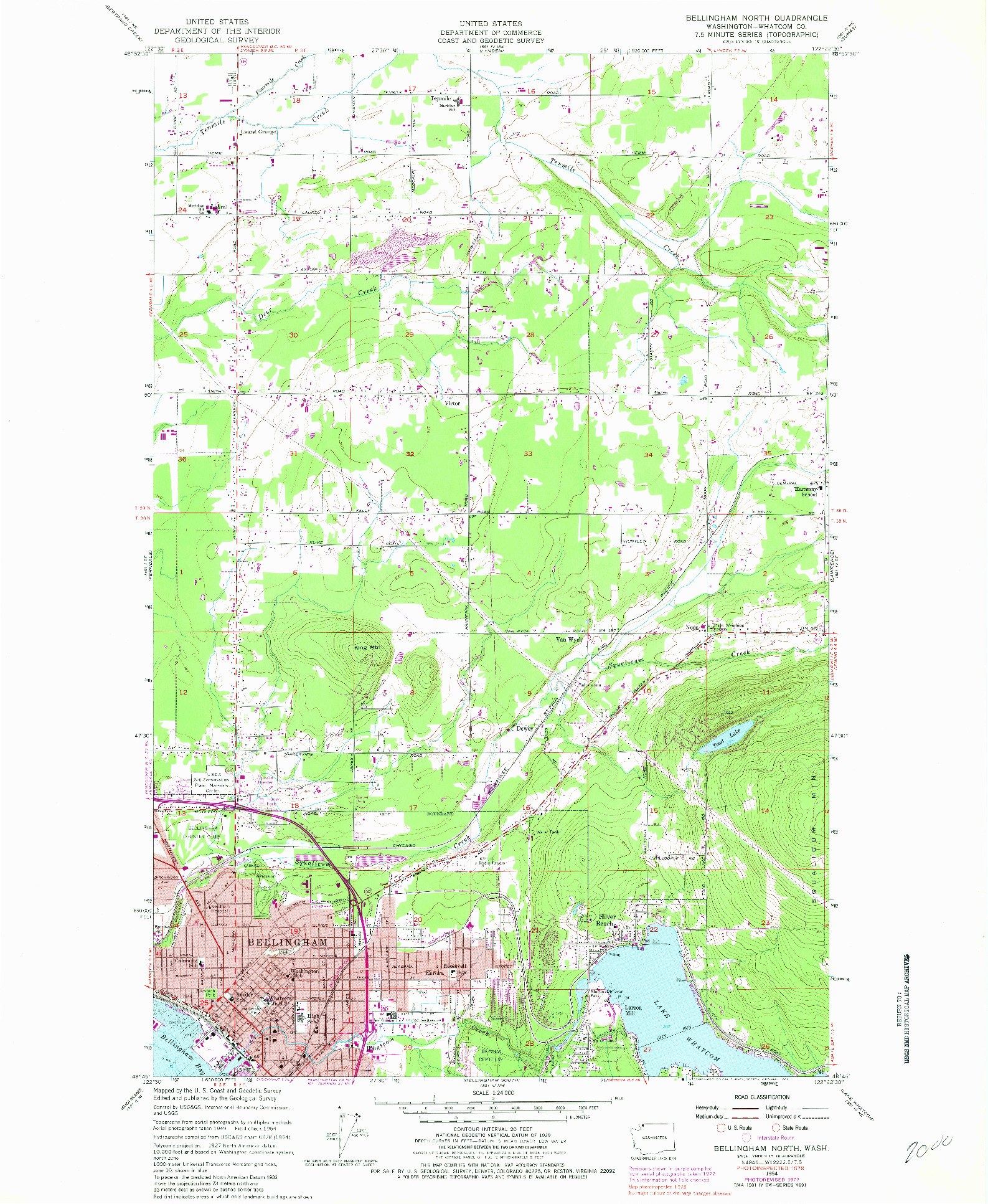 USGS 1:24000-SCALE QUADRANGLE FOR BELLINGHAM NORTH, WA 1954