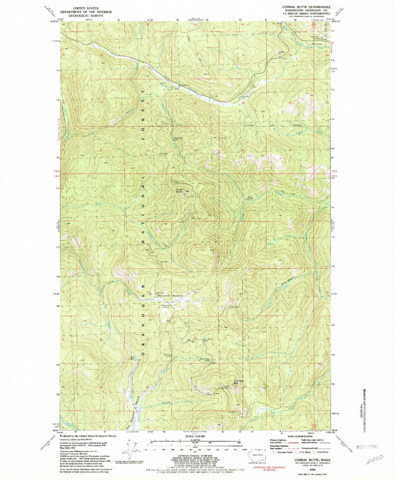 USGS 1:24000-SCALE QUADRANGLE FOR CORRAL BUTTE, WA 1981