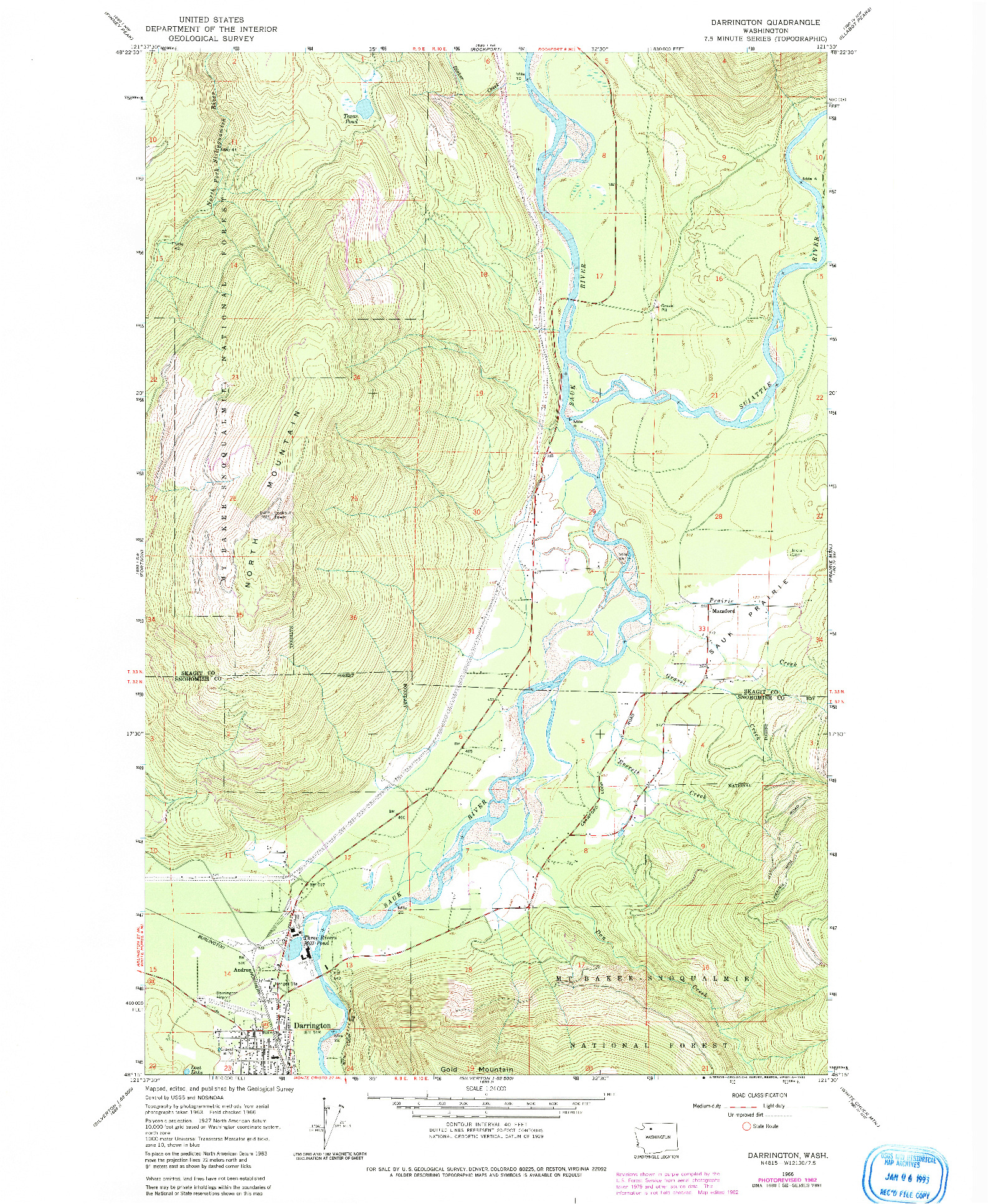 USGS 1:24000-SCALE QUADRANGLE FOR DARRINGTON, WA 1966