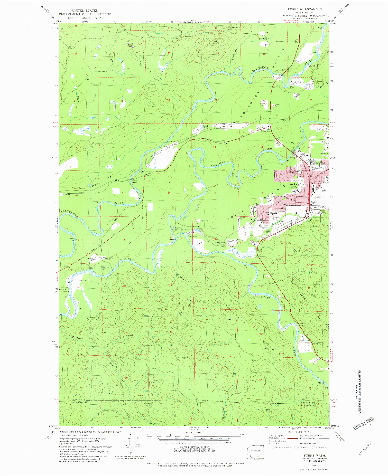 USGS 1:24000-SCALE QUADRANGLE FOR FORKS, WA 1981