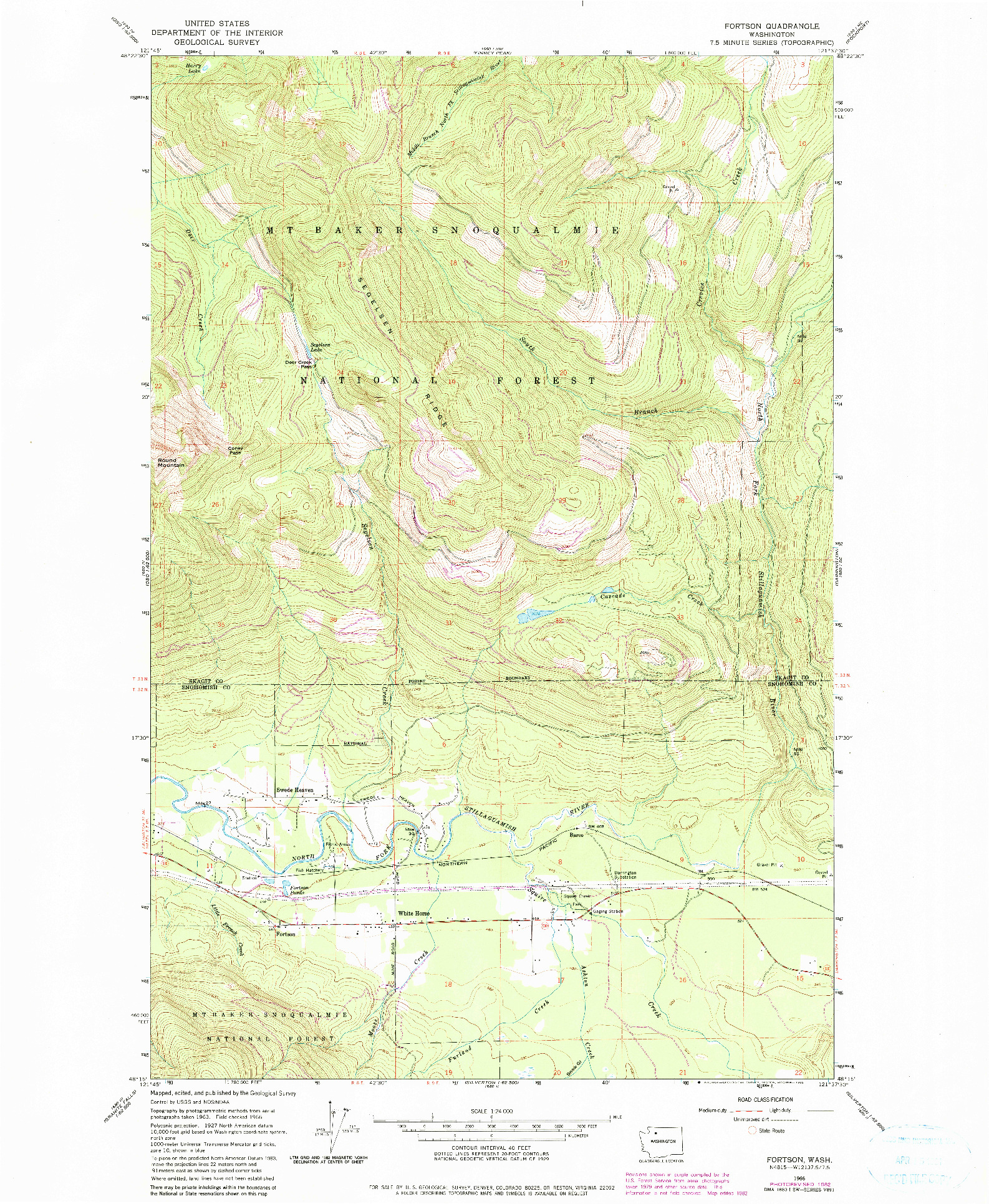 USGS 1:24000-SCALE QUADRANGLE FOR FORTSON, WA 1966