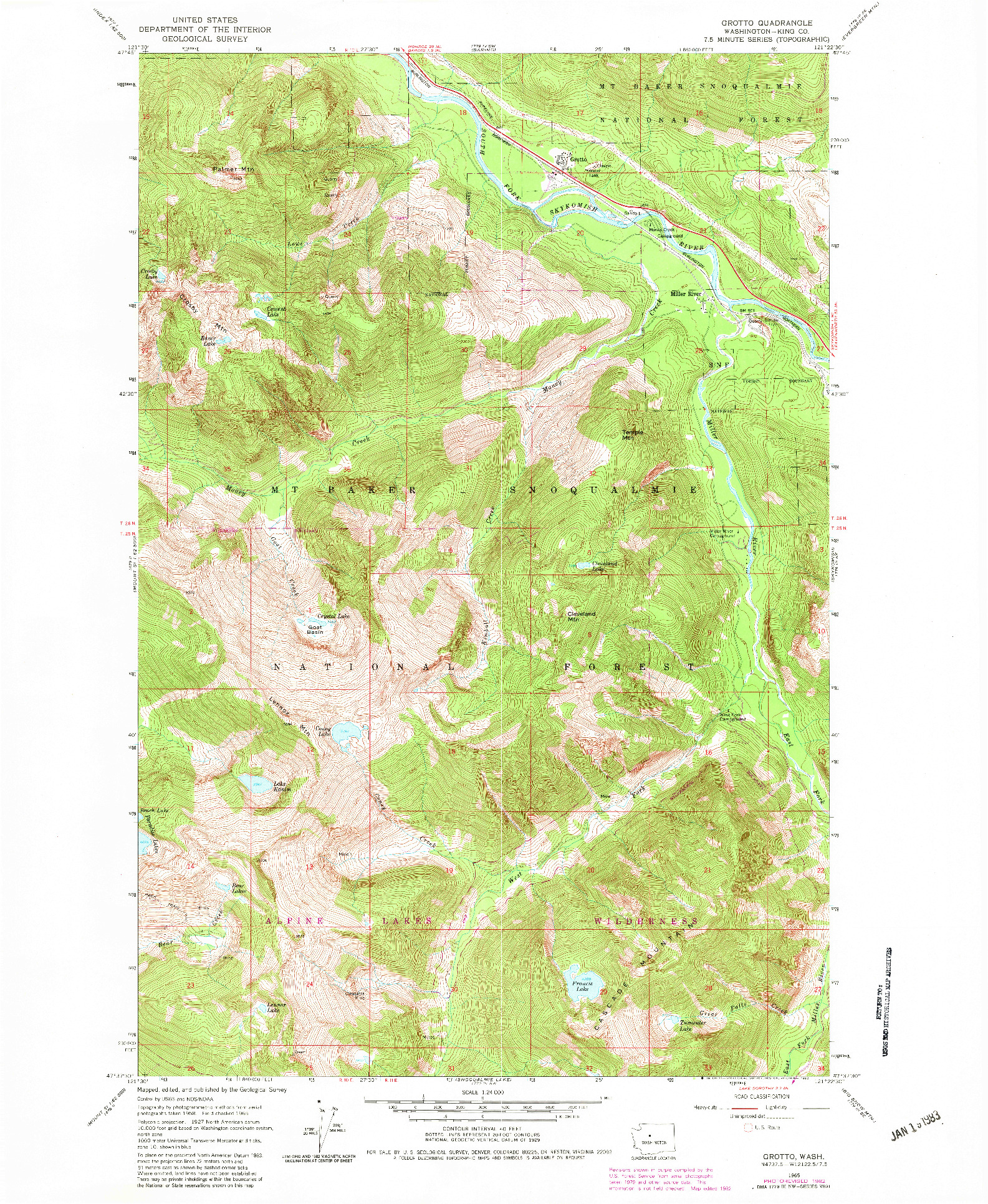 USGS 1:24000-SCALE QUADRANGLE FOR GROTTO, WA 1965