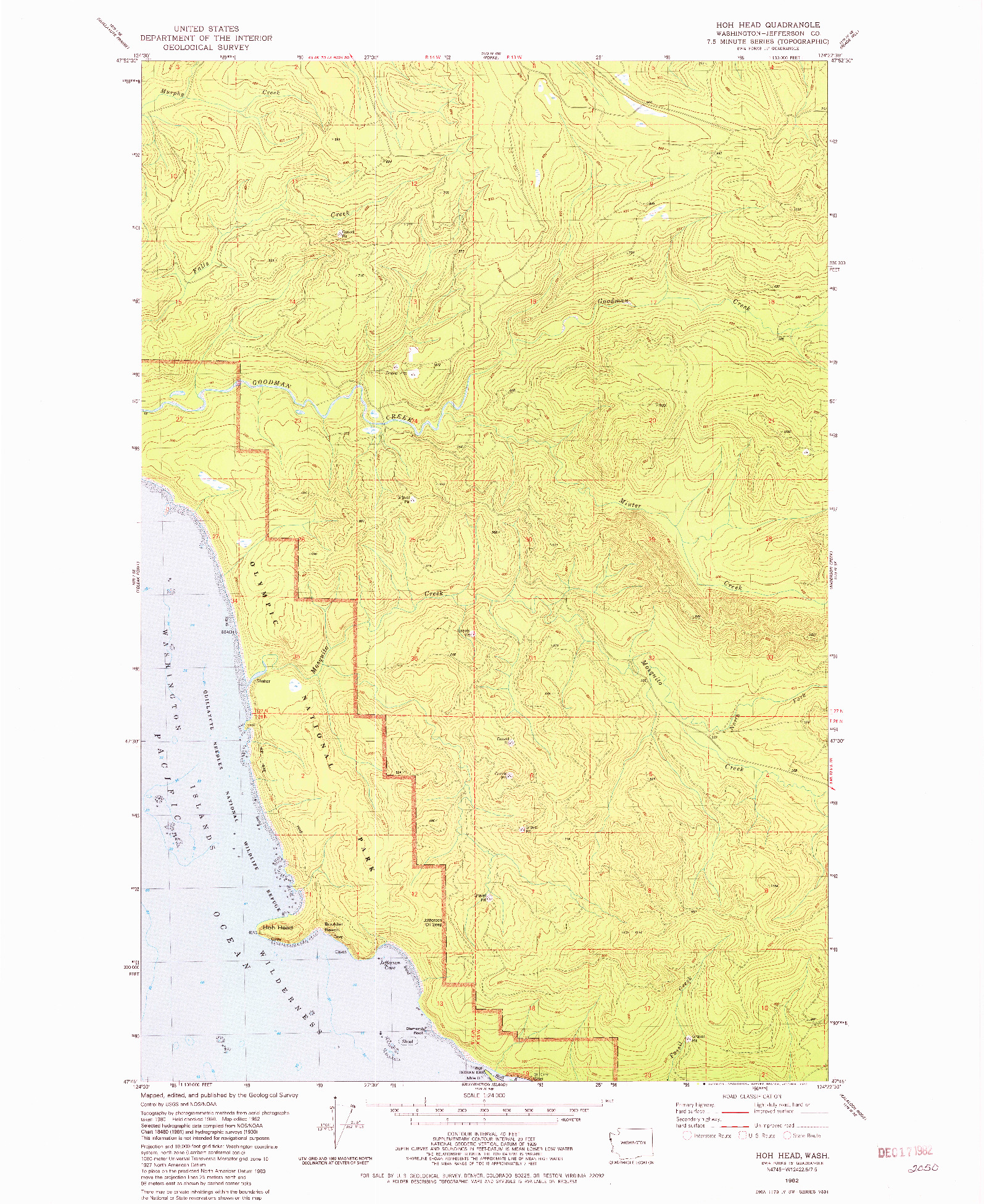 USGS 1:24000-SCALE QUADRANGLE FOR HOH HEAD, WA 1982
