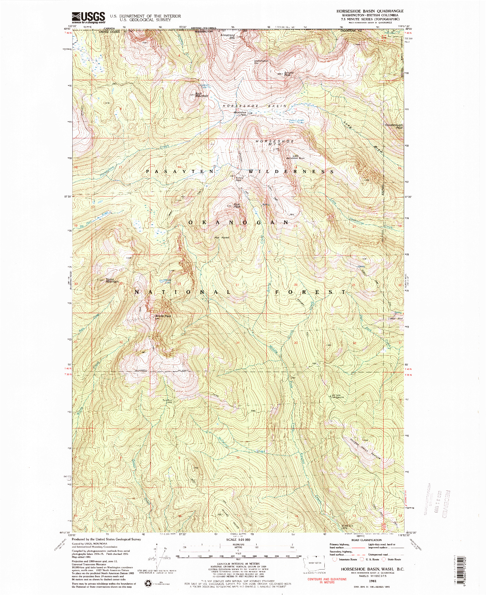 USGS 1:24000-SCALE QUADRANGLE FOR HORSESHOE BASIN, WA 1981