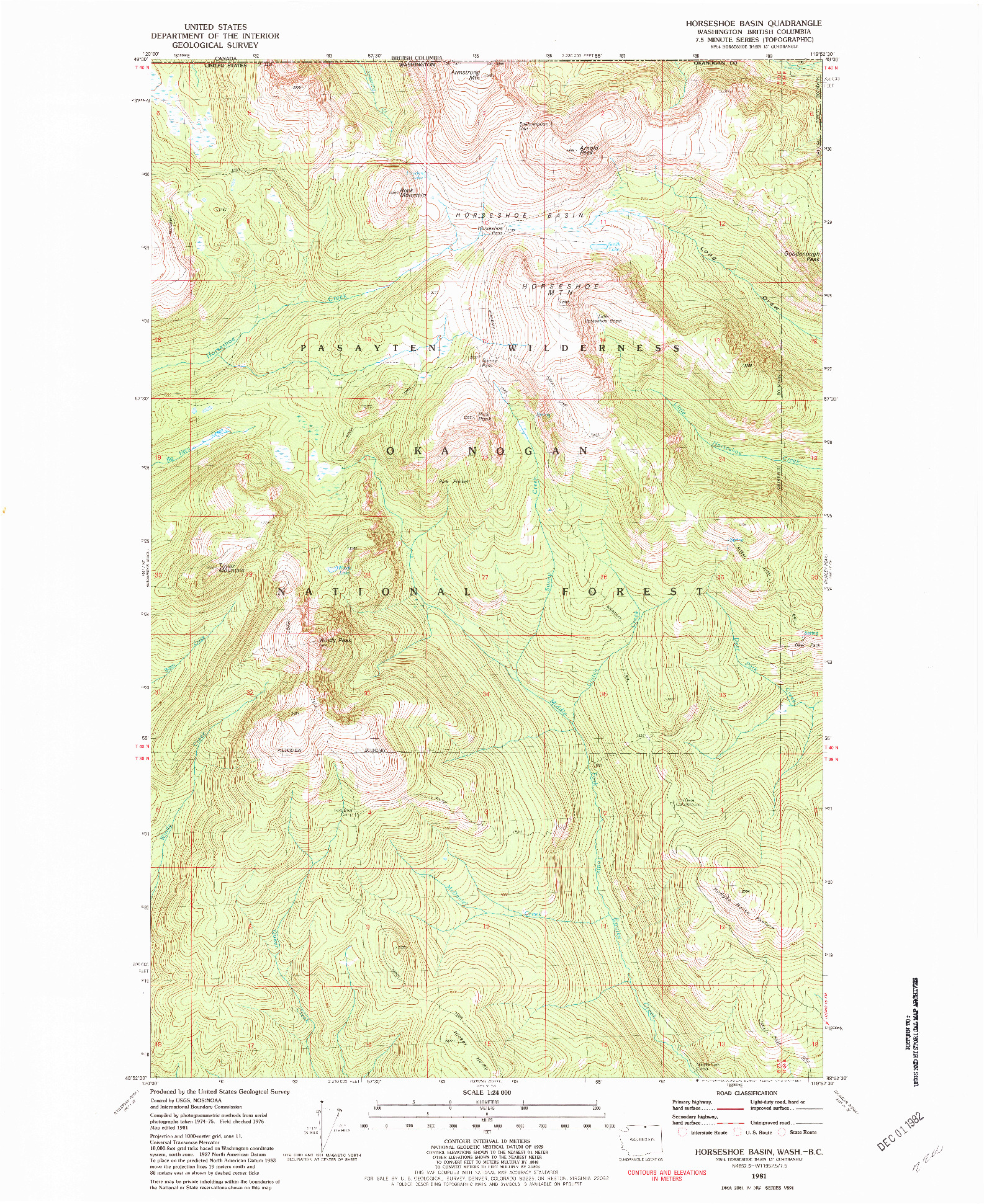 USGS 1:24000-SCALE QUADRANGLE FOR HORSESHOE BASIN, WA 1981