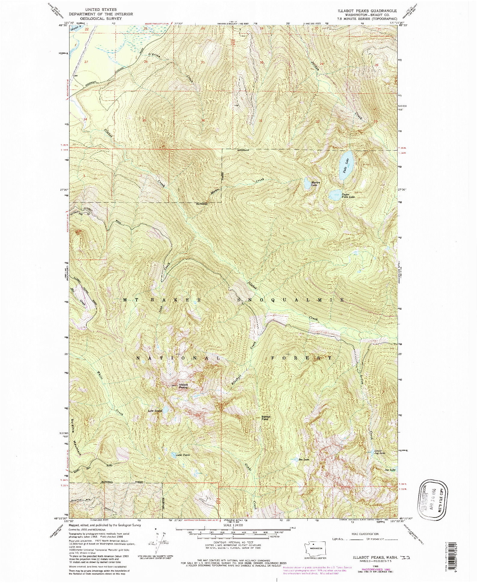 USGS 1:24000-SCALE QUADRANGLE FOR ILLABOT PEAKS, WA 1966