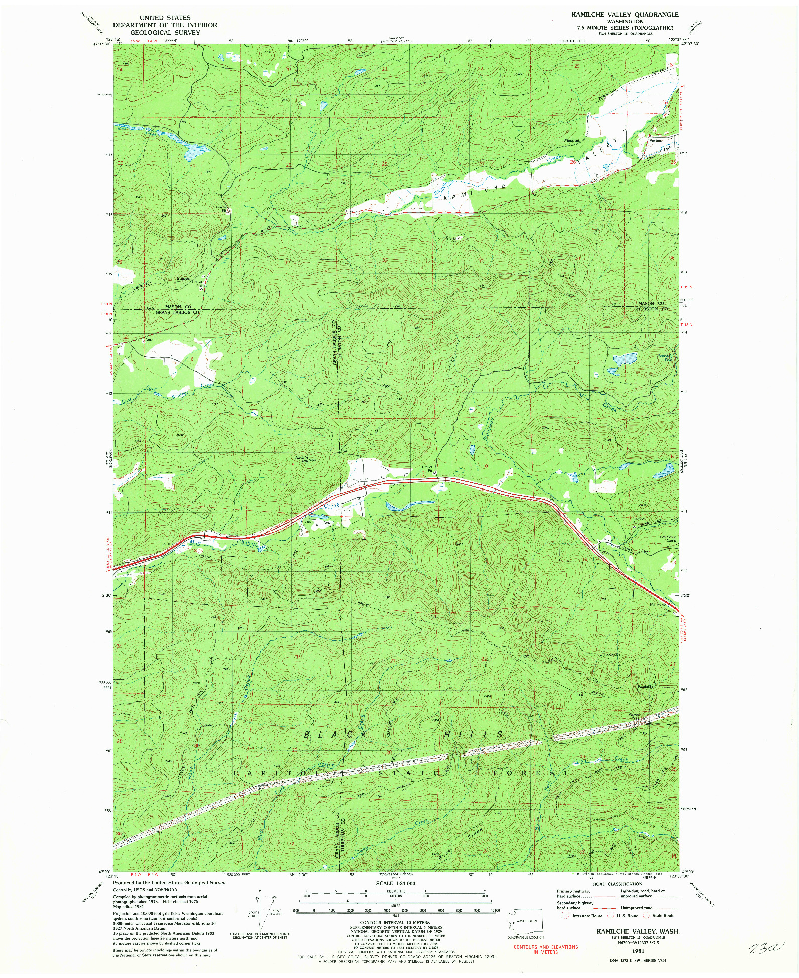 USGS 1:24000-SCALE QUADRANGLE FOR KAMILCHE VALLEY, WA 1981