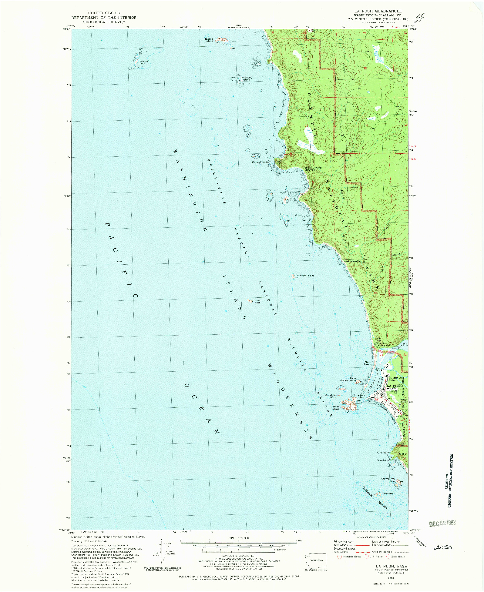 USGS 1:24000-SCALE QUADRANGLE FOR LA PUSH, WA 1982