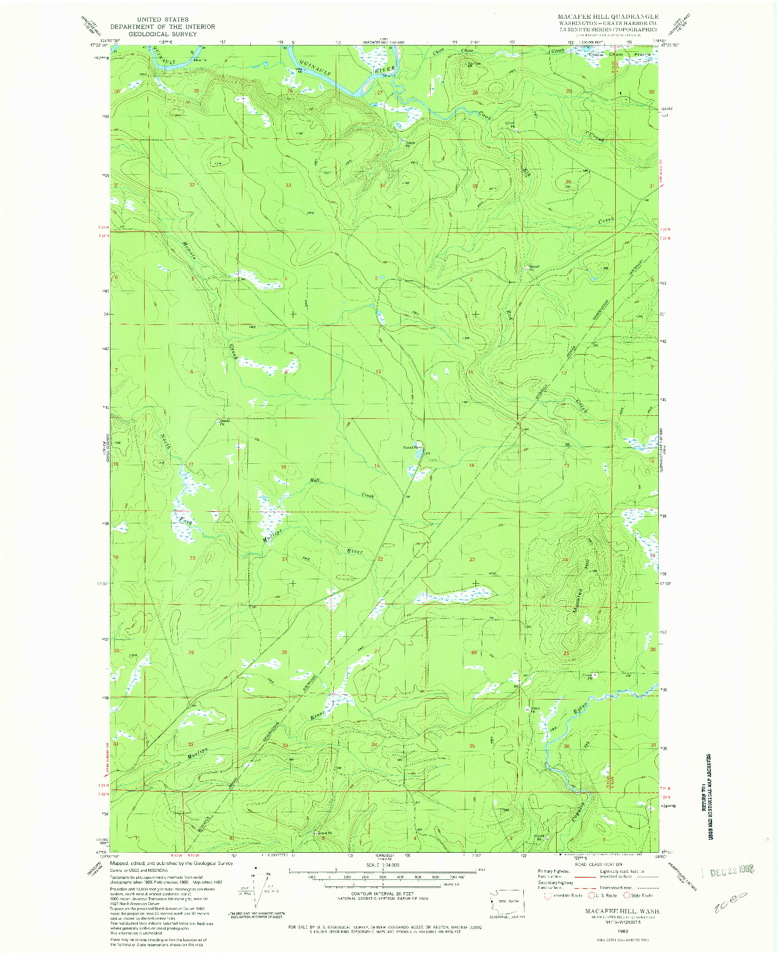 USGS 1:24000-SCALE QUADRANGLE FOR MACAFEE HILL, WA 1982