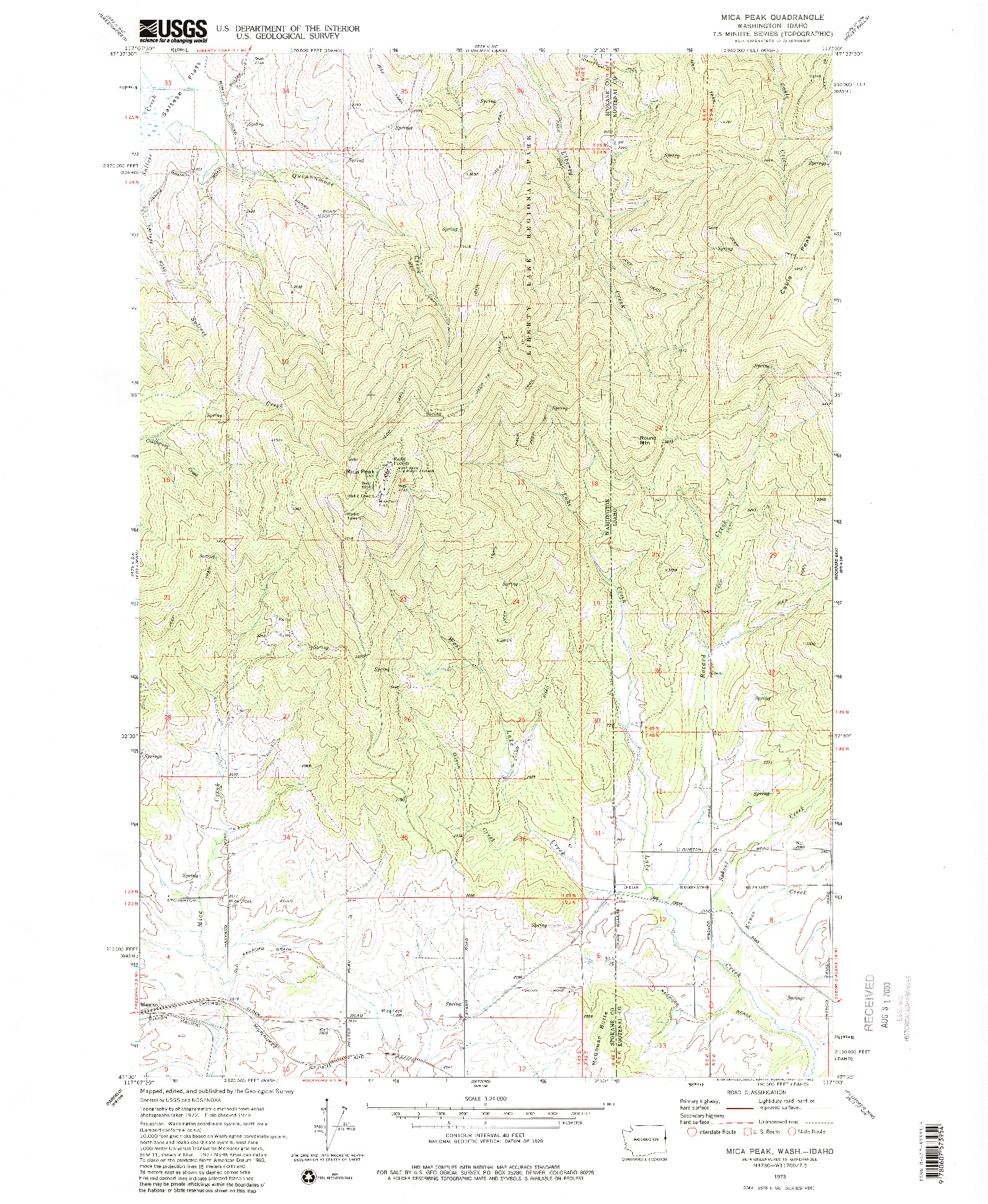 USGS 1:24000-SCALE QUADRANGLE FOR MICA PEAK, WA 1973