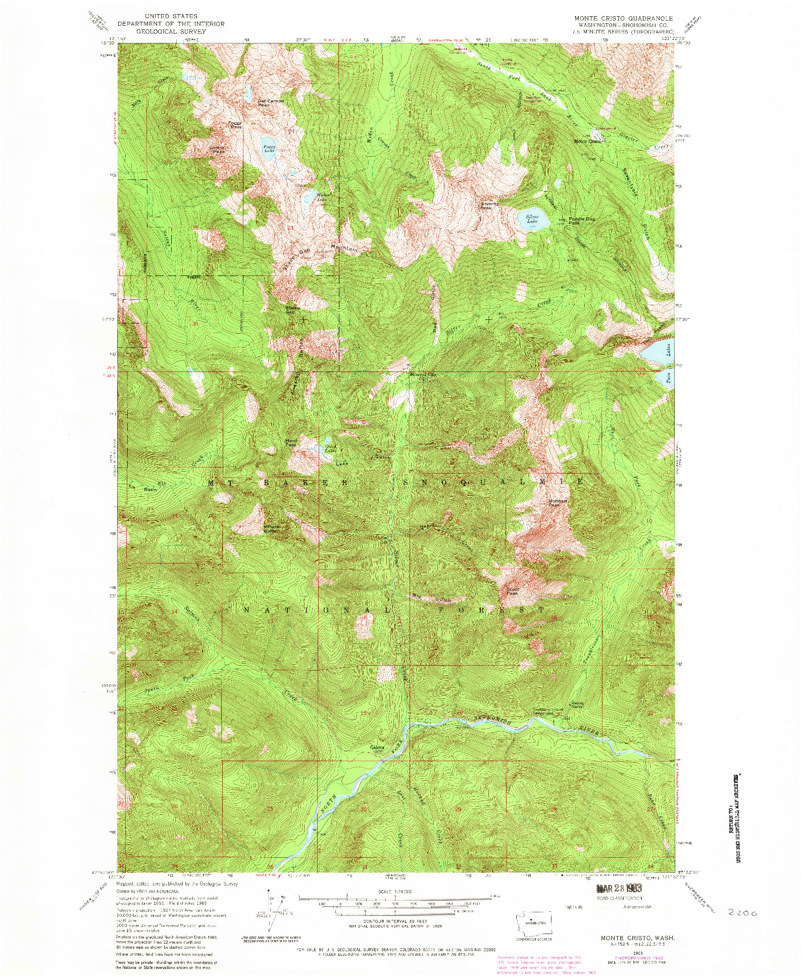 USGS 1:24000-SCALE QUADRANGLE FOR MONTE CRISTO, WA 1965