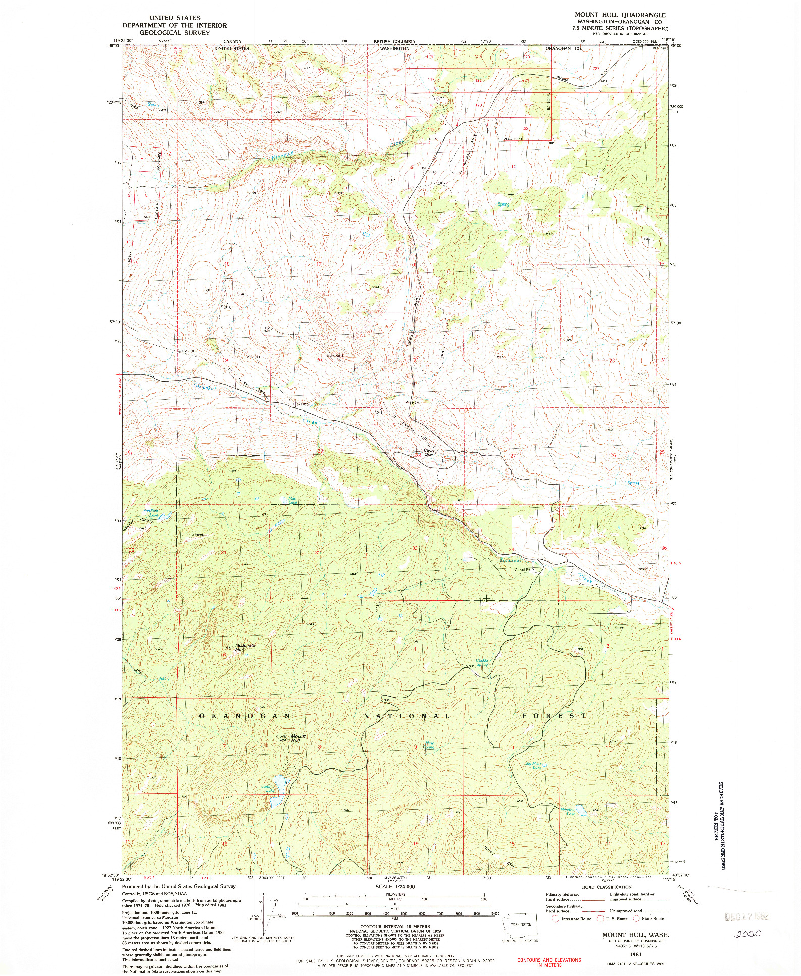 USGS 1:24000-SCALE QUADRANGLE FOR MOUNT HULL, WA 1981