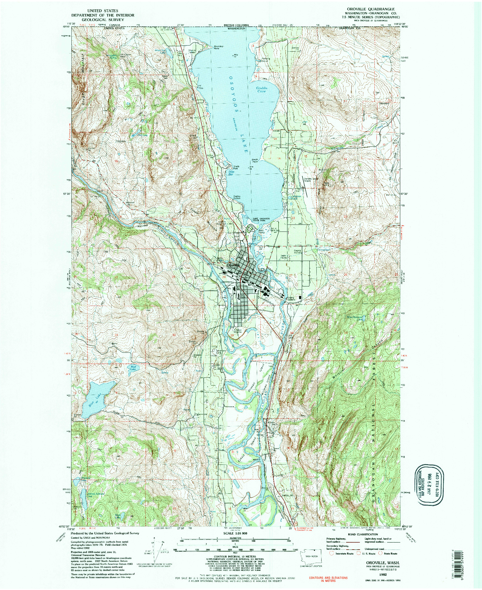 USGS 1:24000-SCALE QUADRANGLE FOR OROVILLE, WA 1982