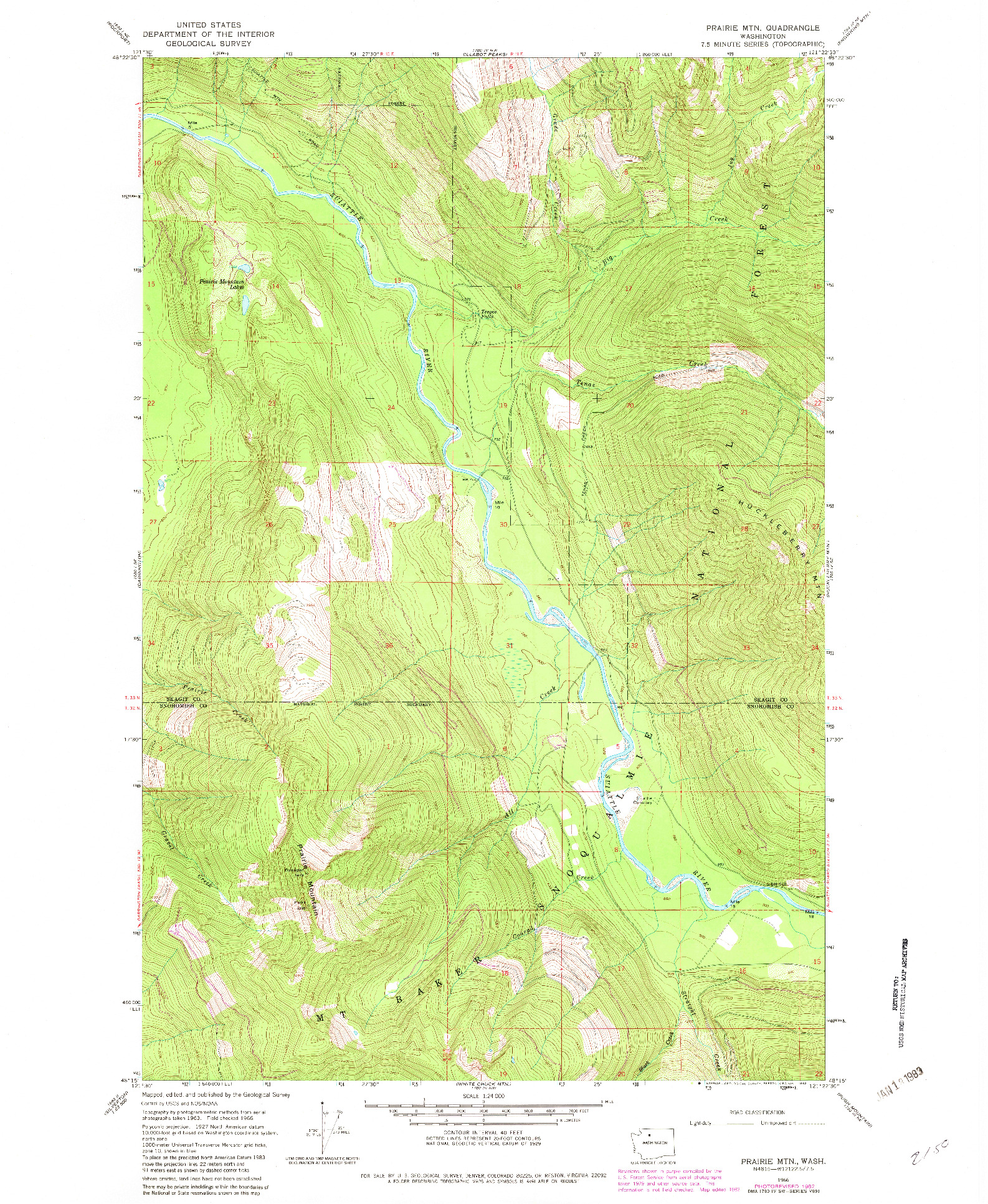 USGS 1:24000-SCALE QUADRANGLE FOR PRAIRIE MTN., WA 1966
