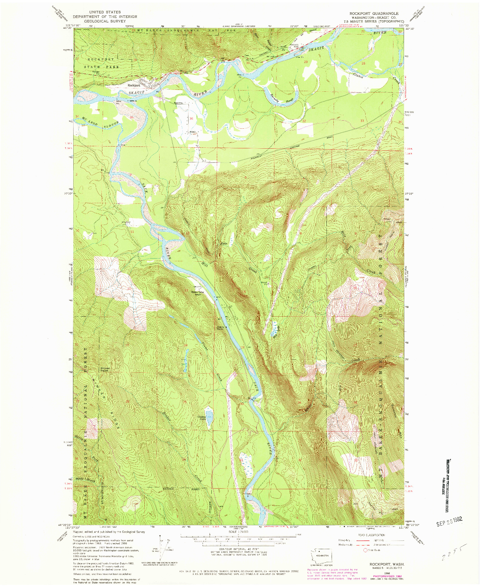 USGS 1:24000-SCALE QUADRANGLE FOR ROCKPORT, WA 1966