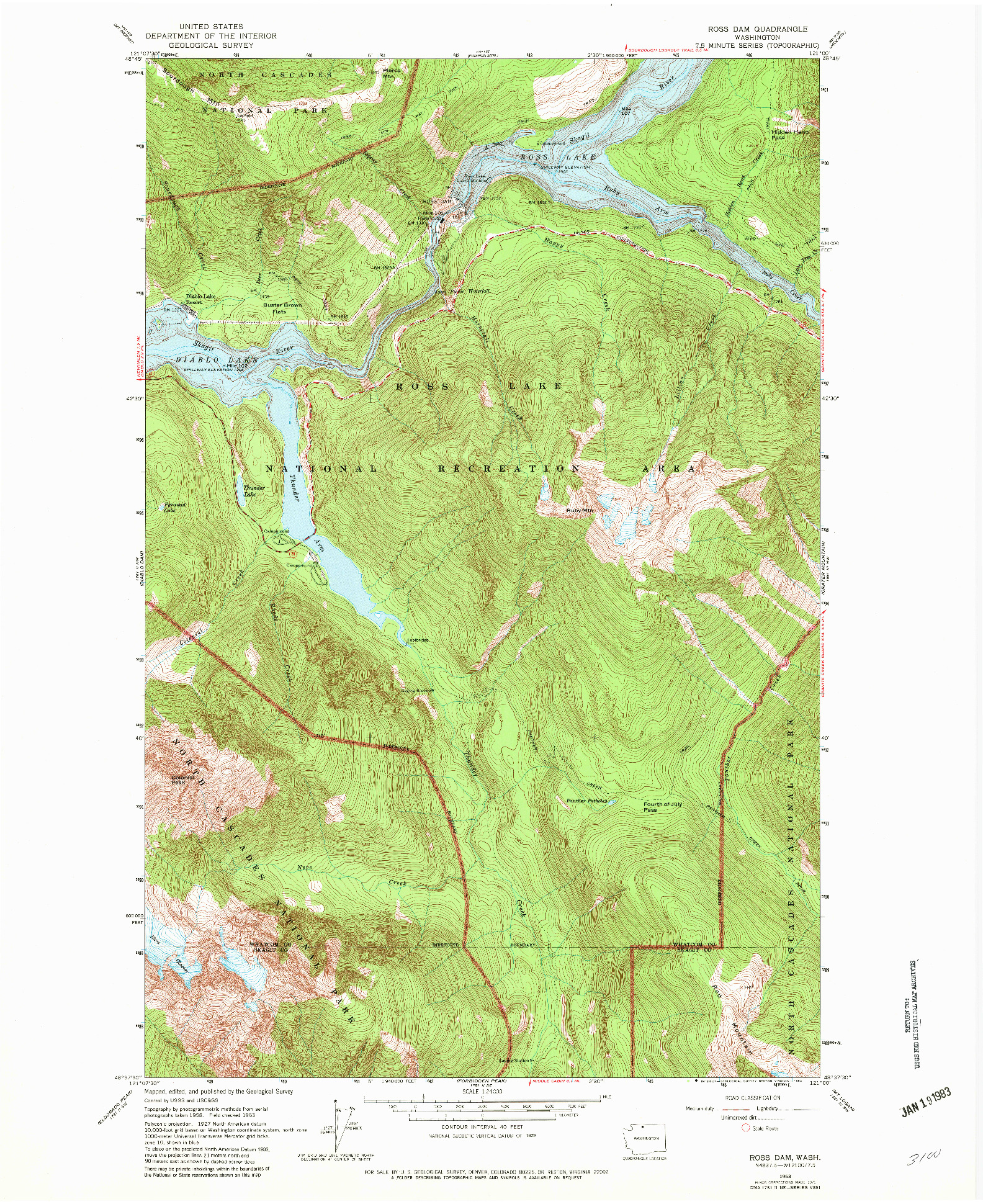 USGS 1:24000-SCALE QUADRANGLE FOR ROSS DAM, WA 1963