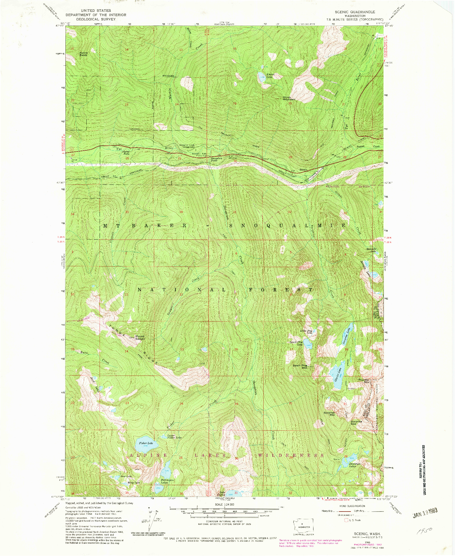 USGS 1:24000-SCALE QUADRANGLE FOR SCENIC, WA 1965