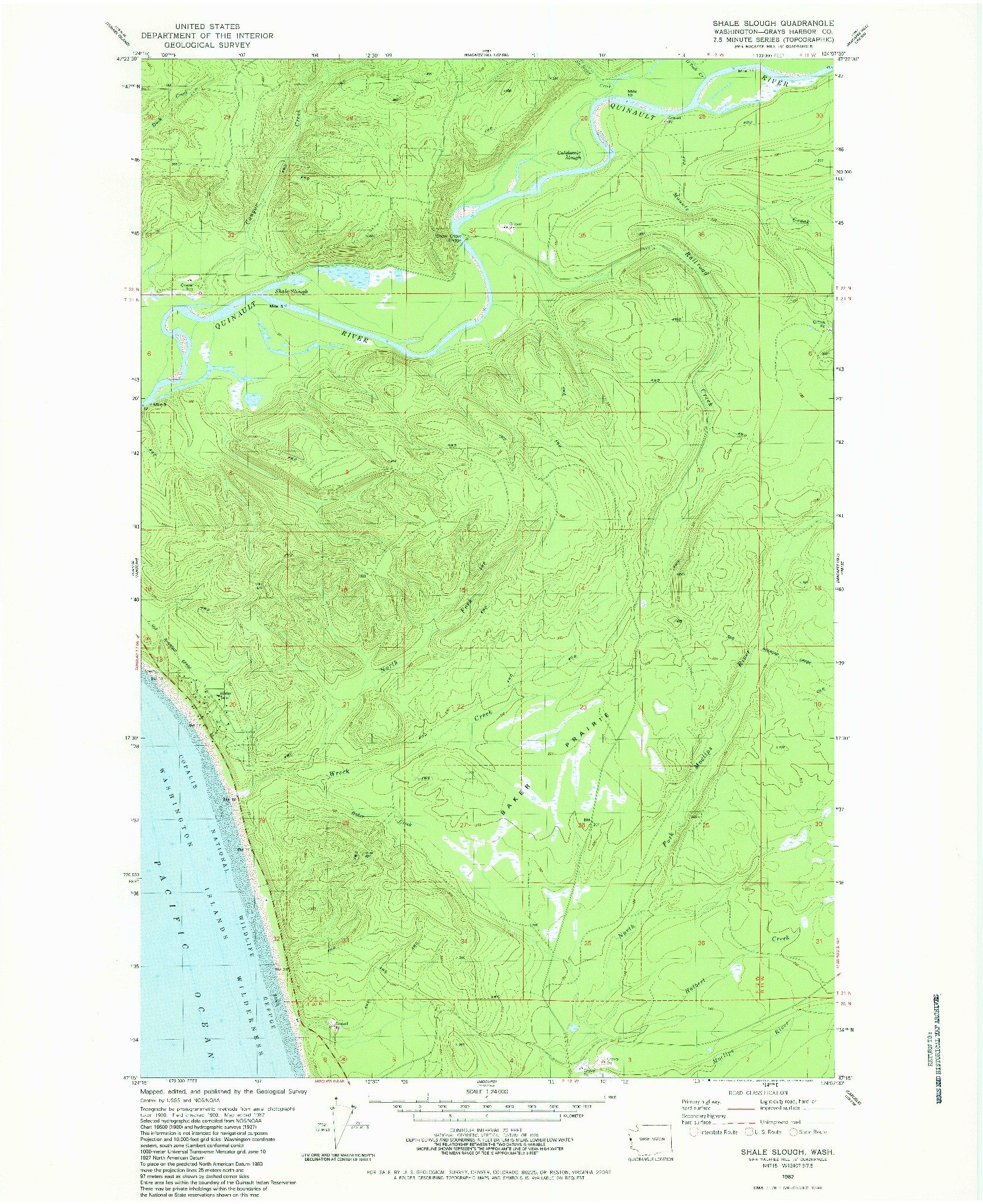 USGS 1:24000-SCALE QUADRANGLE FOR SHALE SLOUGH, WA 1982