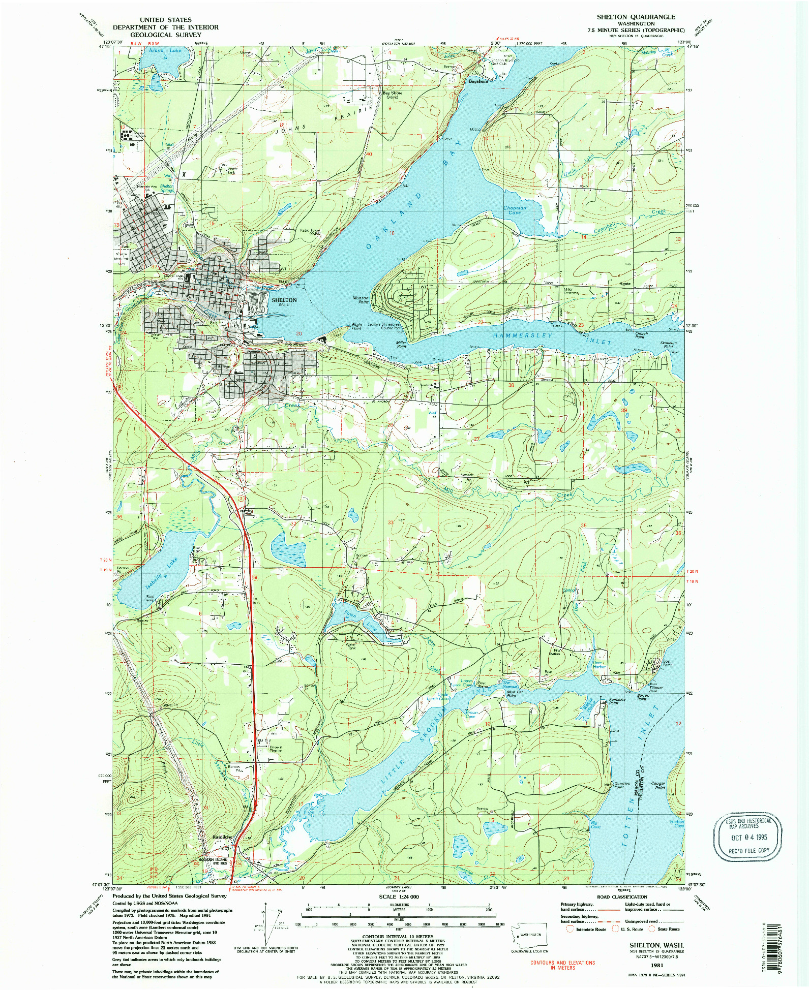 USGS 1:24000-SCALE QUADRANGLE FOR SHELTON, WA 1981