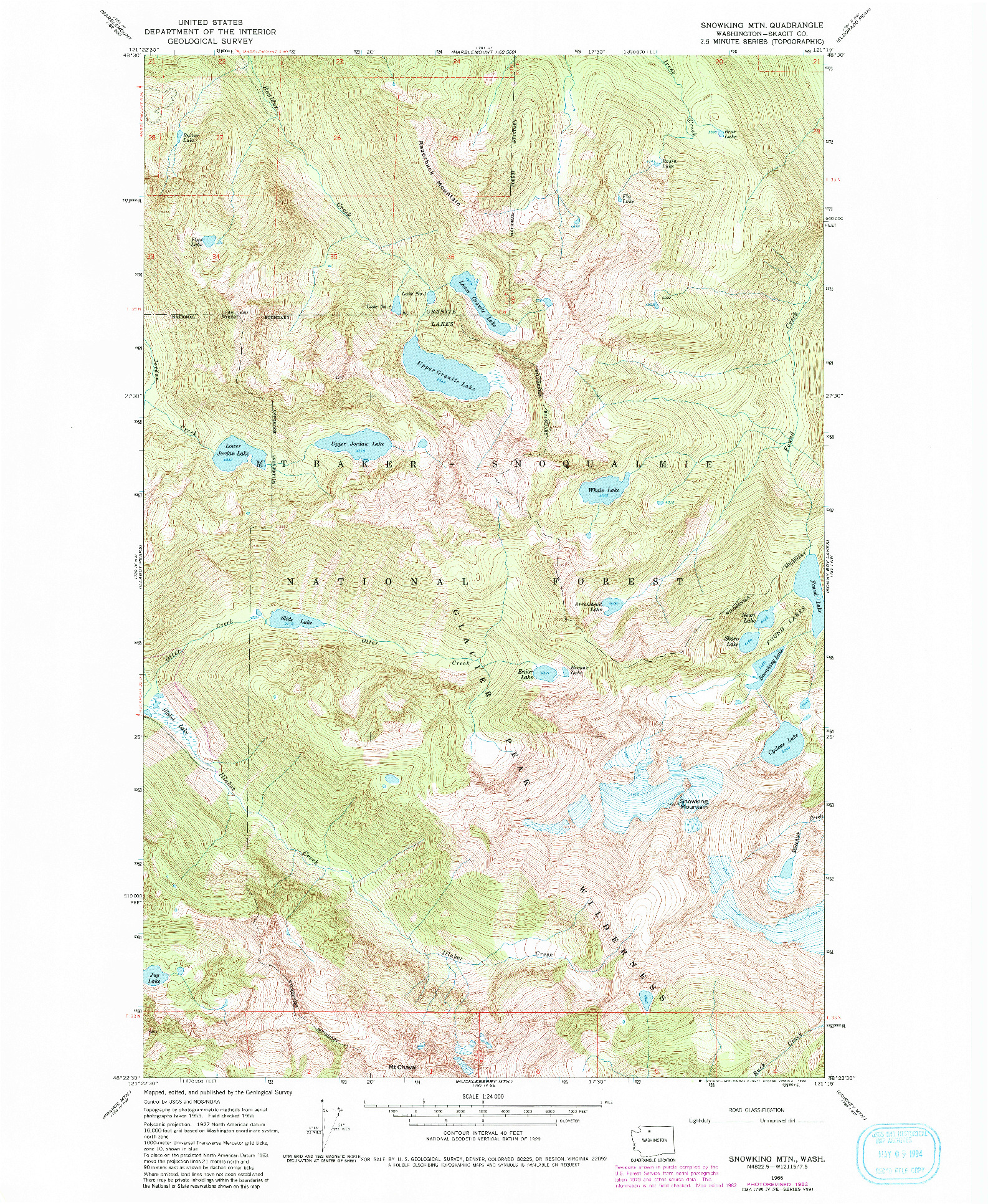 USGS 1:24000-SCALE QUADRANGLE FOR SNOWKING MTN., WA 1966