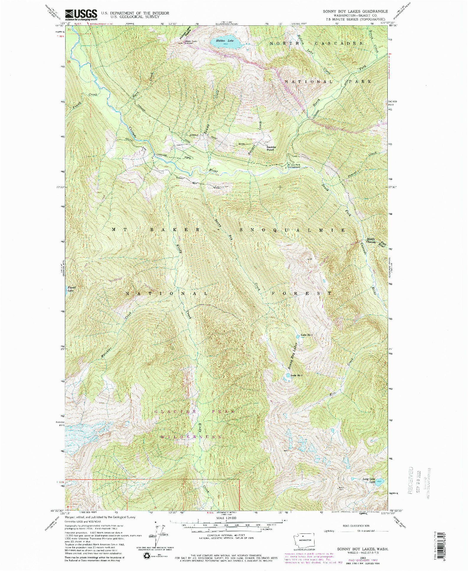 USGS 1:24000-SCALE QUADRANGLE FOR SONNY BOY LAKES, WA 1963