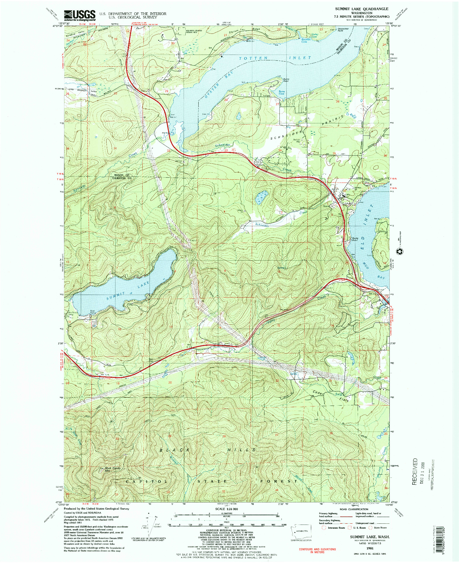 USGS 1:24000-SCALE QUADRANGLE FOR SUMMIT LAKE, WA 1981