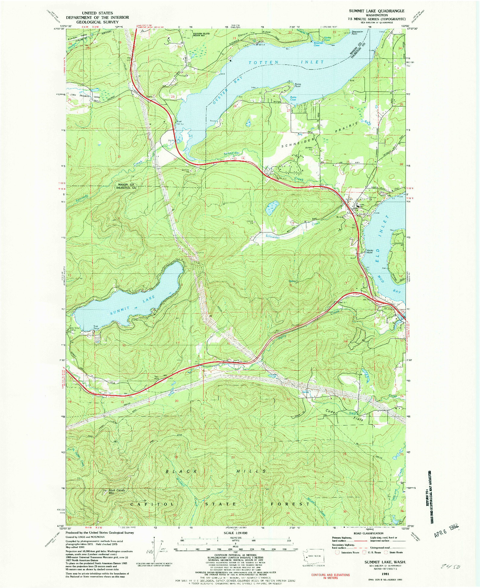 USGS 1:24000-SCALE QUADRANGLE FOR SUMMIT LAKE, WA 1981