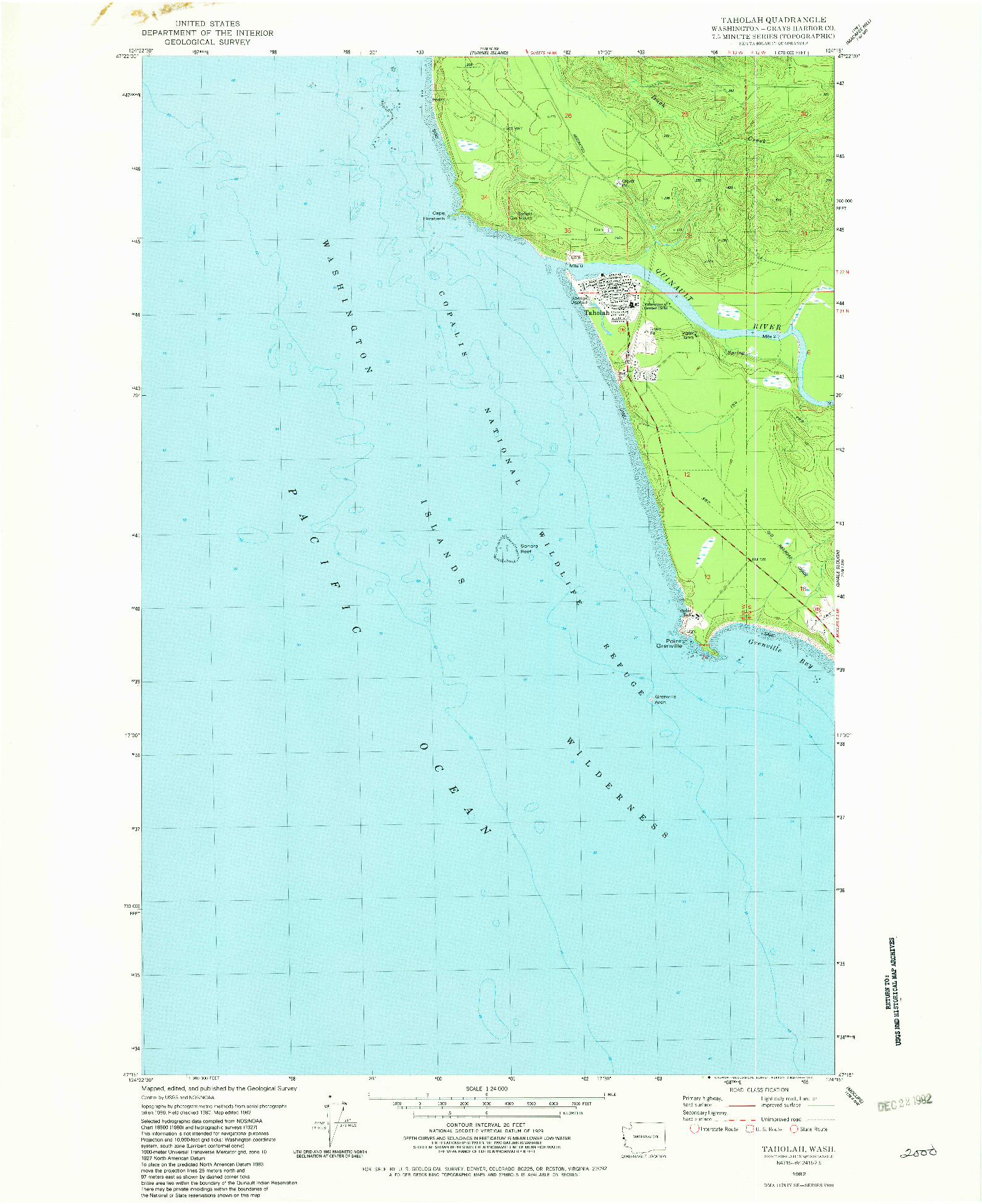 USGS 1:24000-SCALE QUADRANGLE FOR TAHOLAH, WA 1982