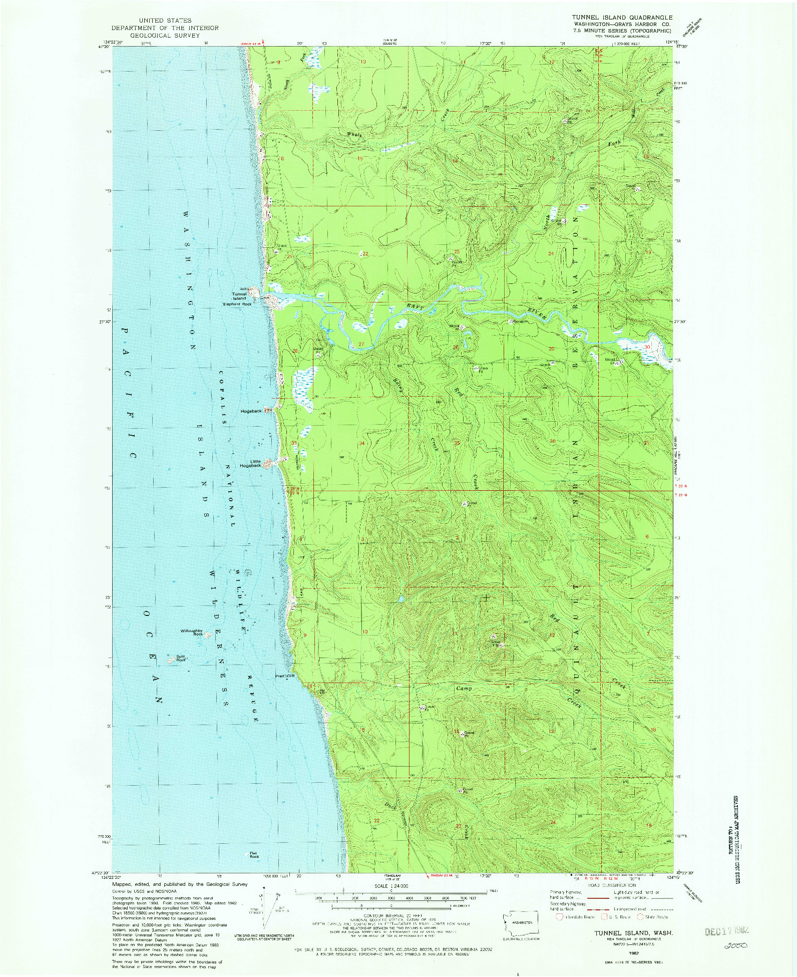 USGS 1:24000-SCALE QUADRANGLE FOR TUNNEL ISLAND, WA 1982