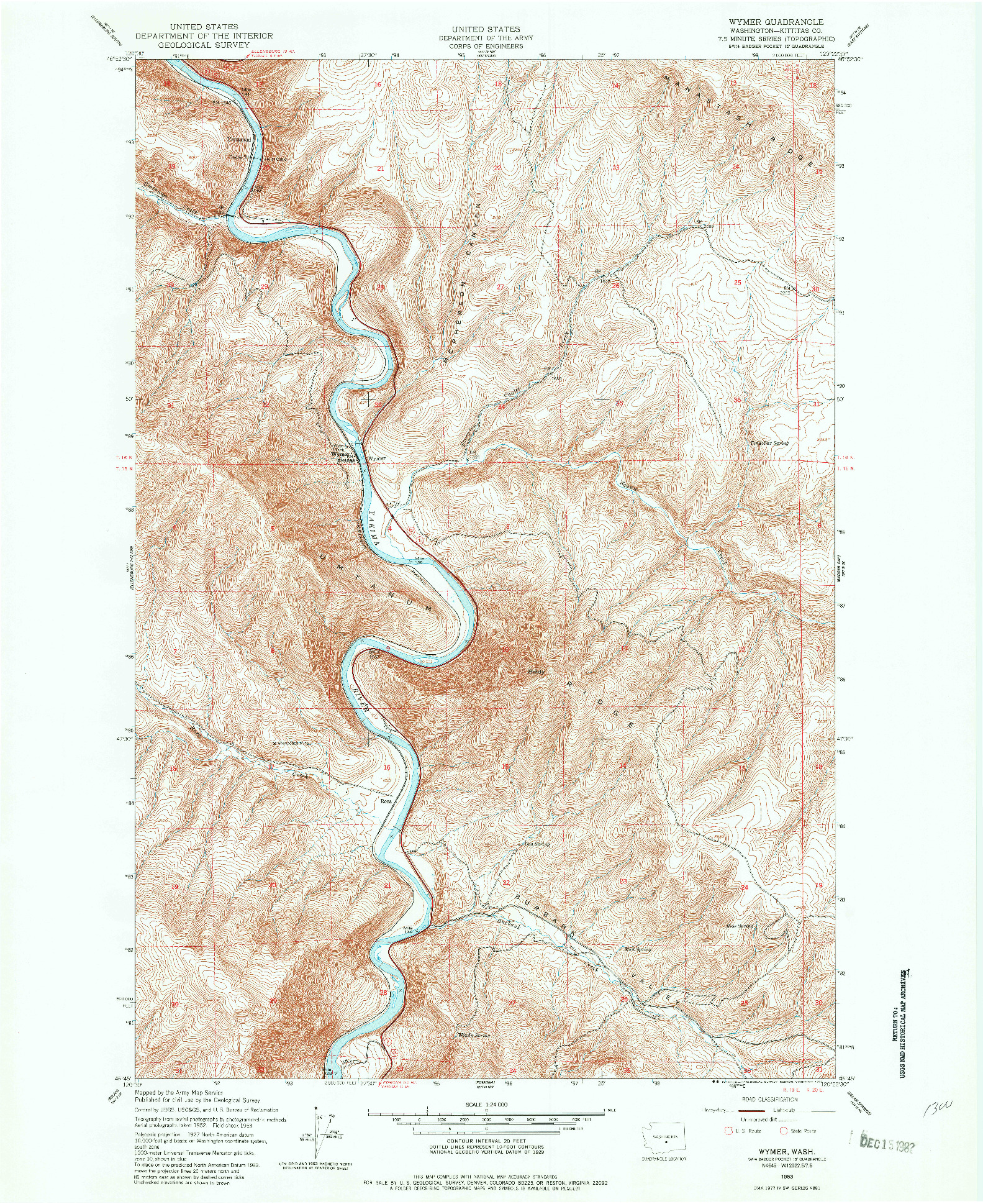 USGS 1:24000-SCALE QUADRANGLE FOR WYMER, WA 1953