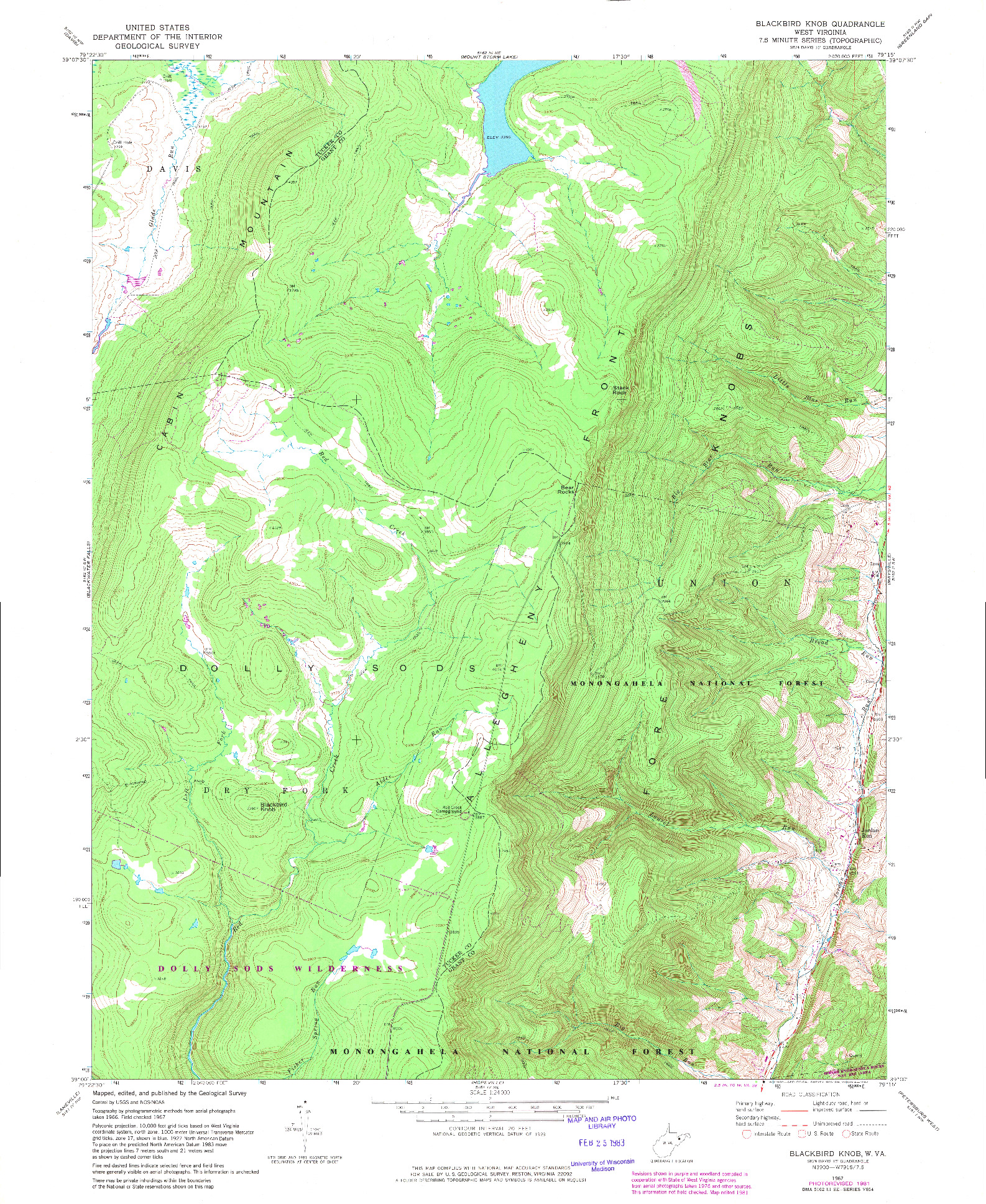 USGS 1:24000-SCALE QUADRANGLE FOR BLACKBIRD KNOB, WV 1967