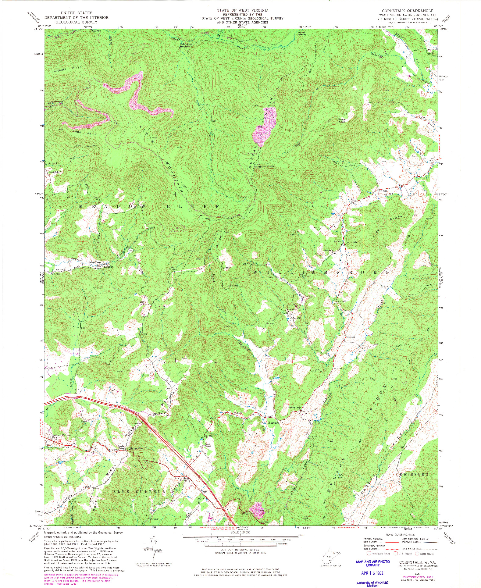 USGS 1:24000-SCALE QUADRANGLE FOR CORNSTALK, WV 1972