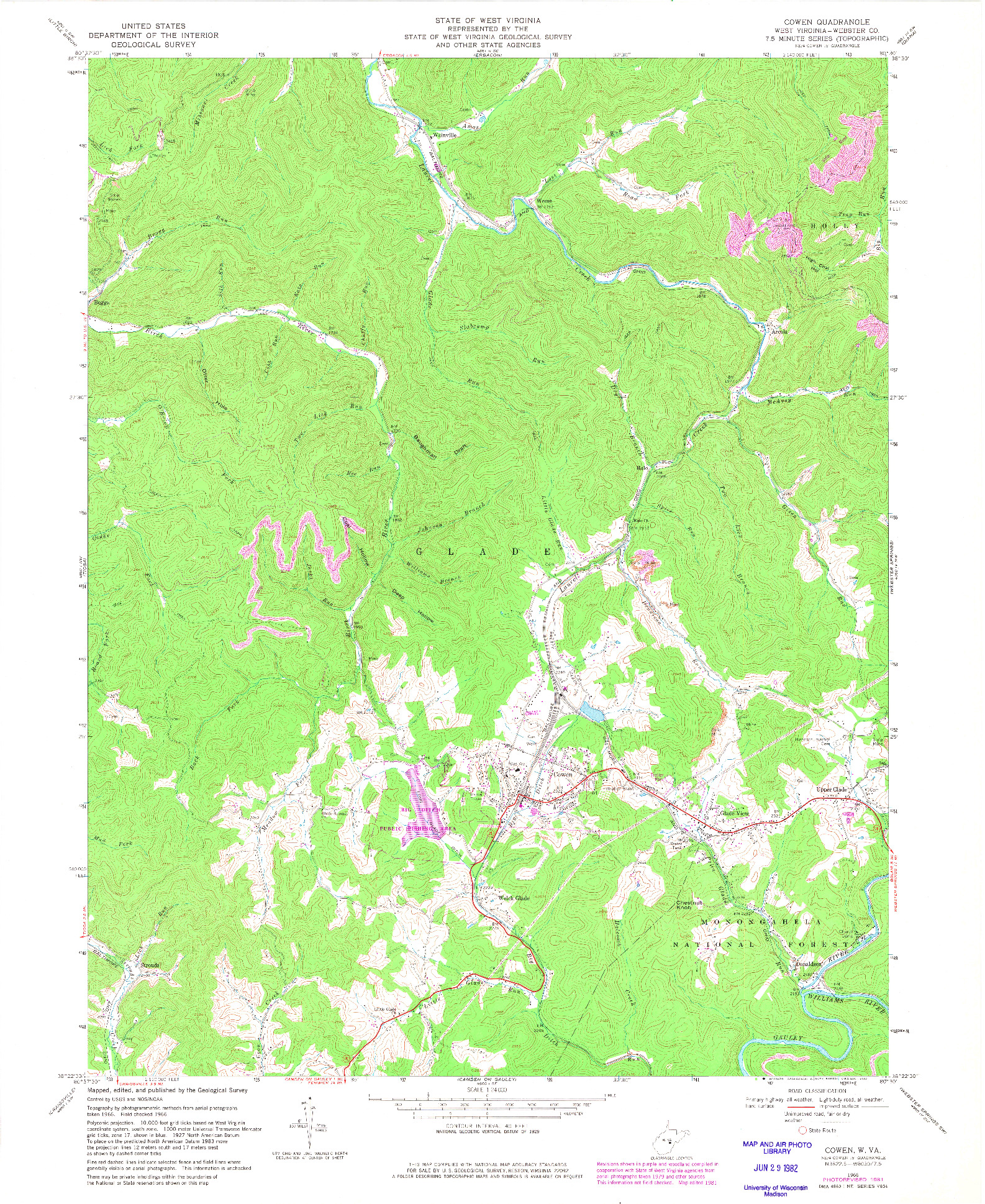 USGS 1:24000-SCALE QUADRANGLE FOR COWEN, WV 1966