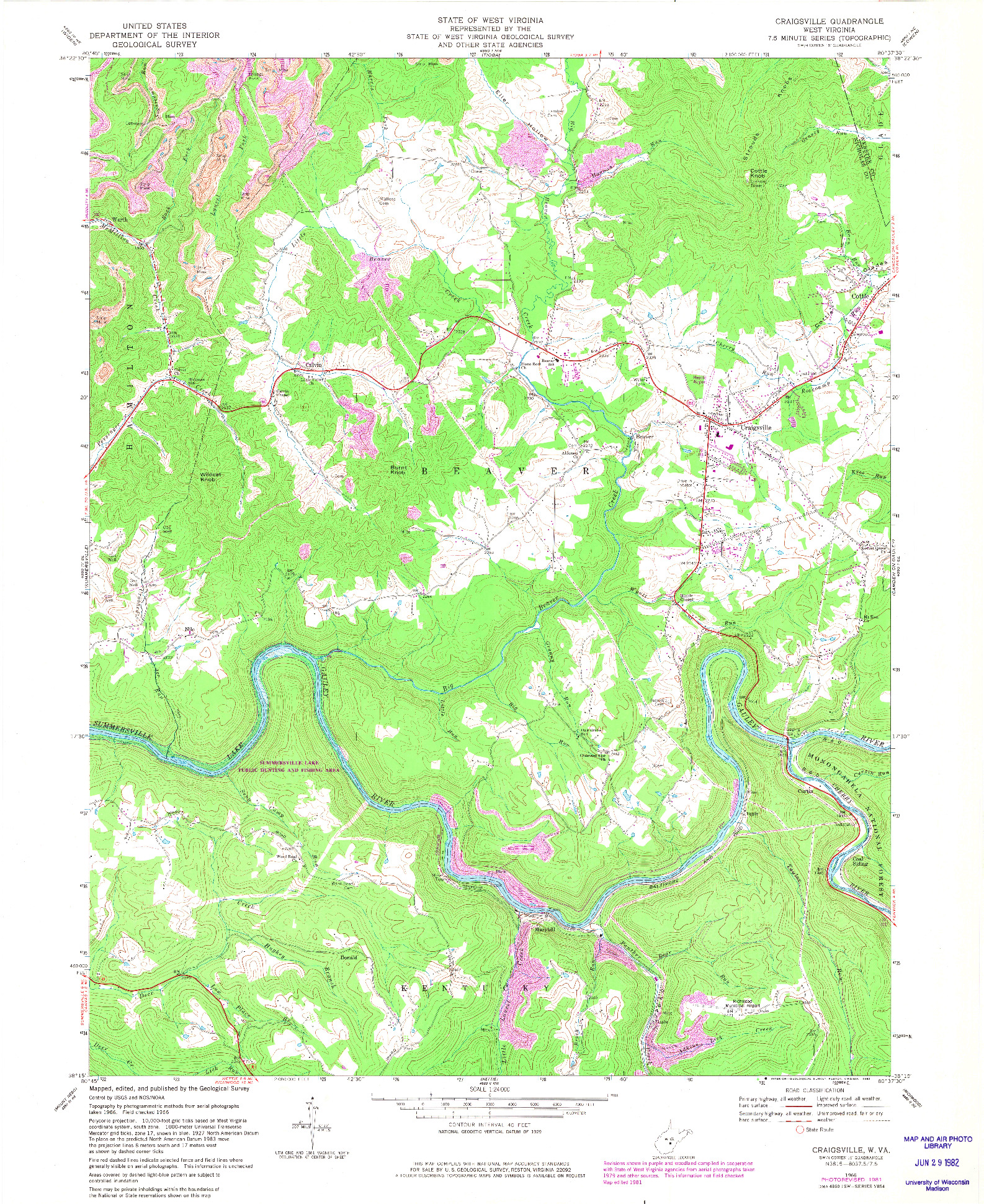 USGS 1:24000-SCALE QUADRANGLE FOR CRAIGSVILLE, WV 1966