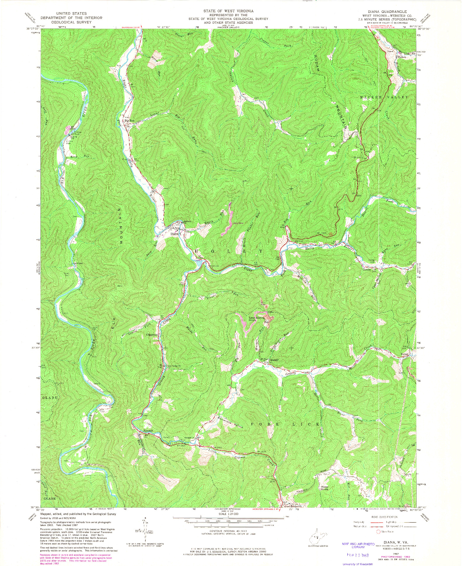 USGS 1:24000-SCALE QUADRANGLE FOR DIANA, WV 1967