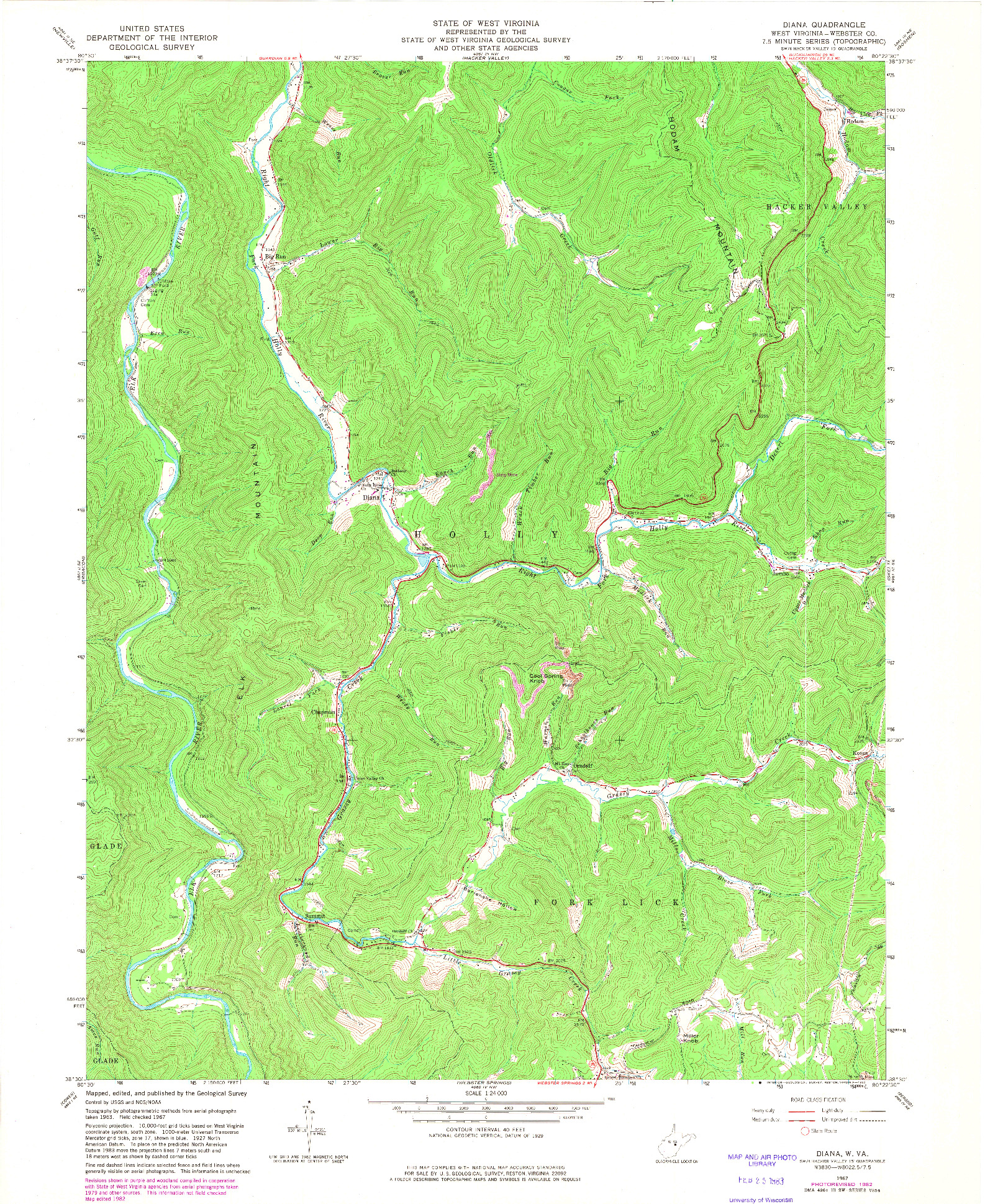 USGS 1:24000-SCALE QUADRANGLE FOR DIANA, WV 1967