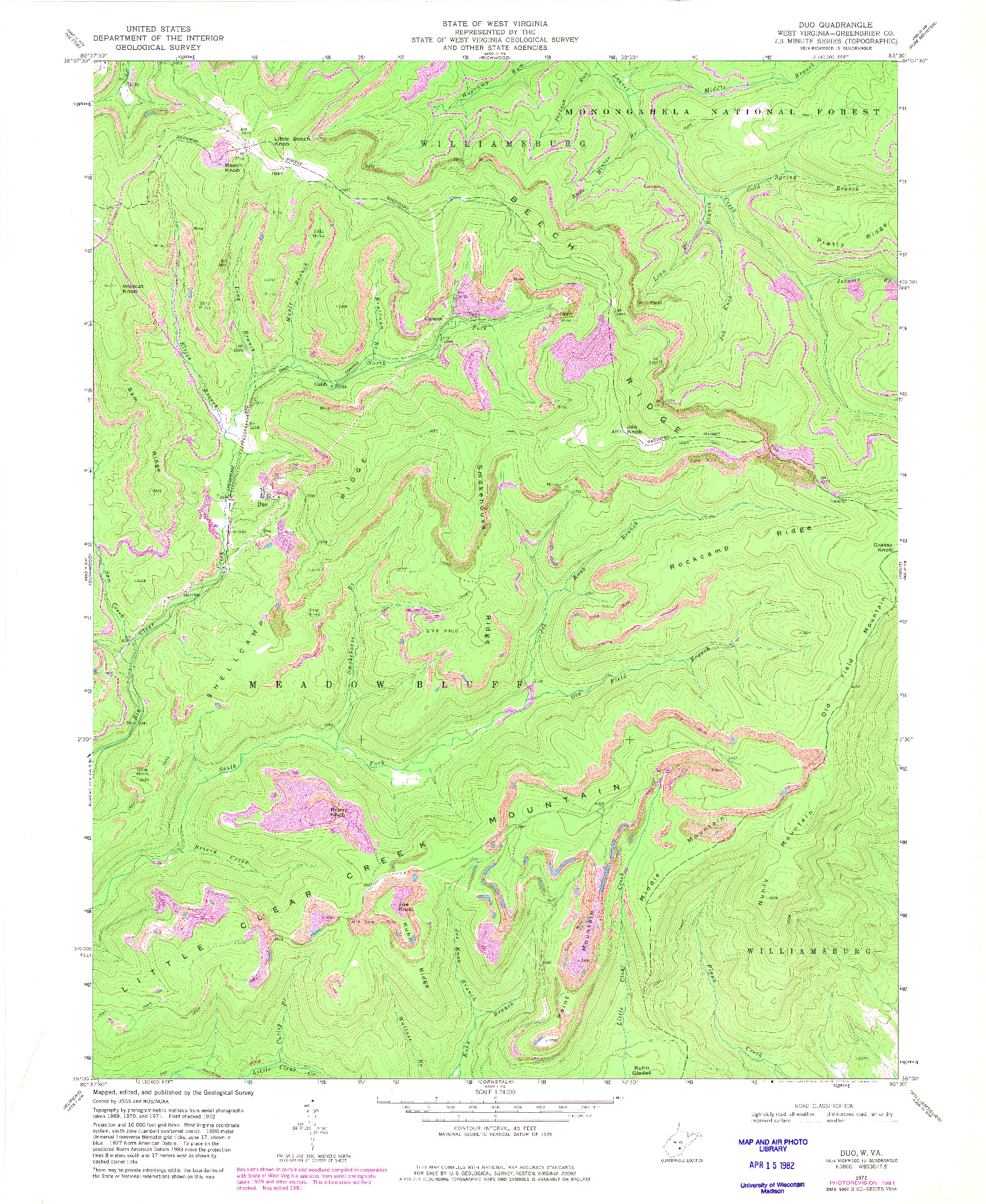 USGS 1:24000-SCALE QUADRANGLE FOR DUO, WV 1972