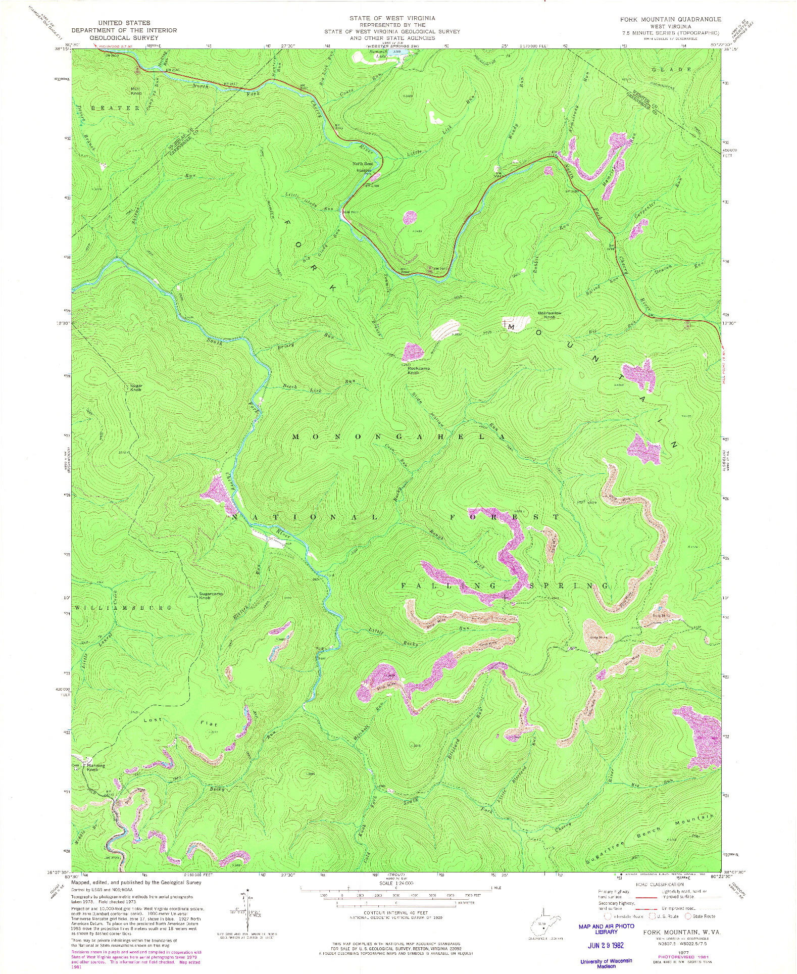 USGS 1:24000-SCALE QUADRANGLE FOR FORK MOUNTAIN, WV 1977