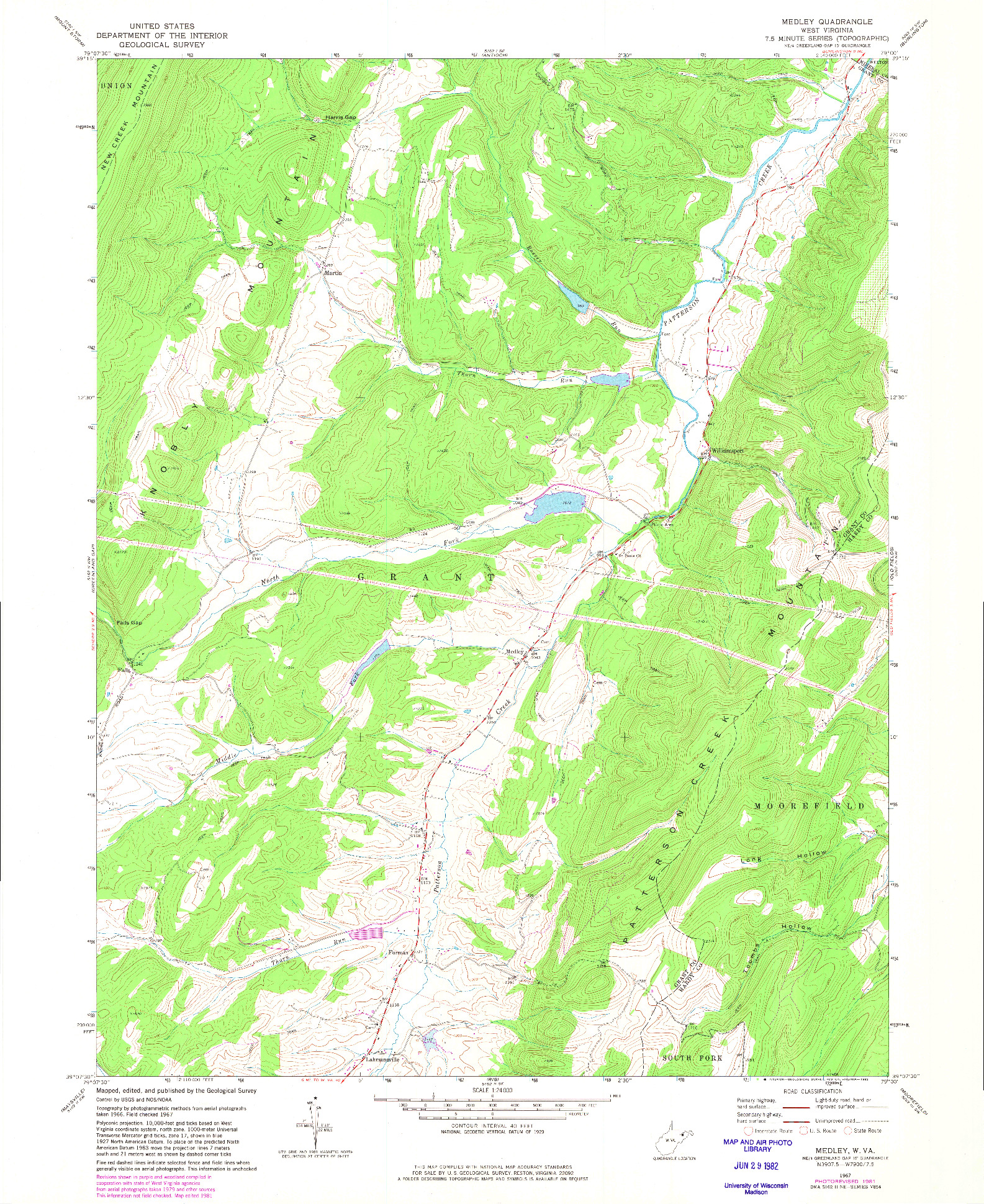 USGS 1:24000-SCALE QUADRANGLE FOR MEDLEY, WV 1967