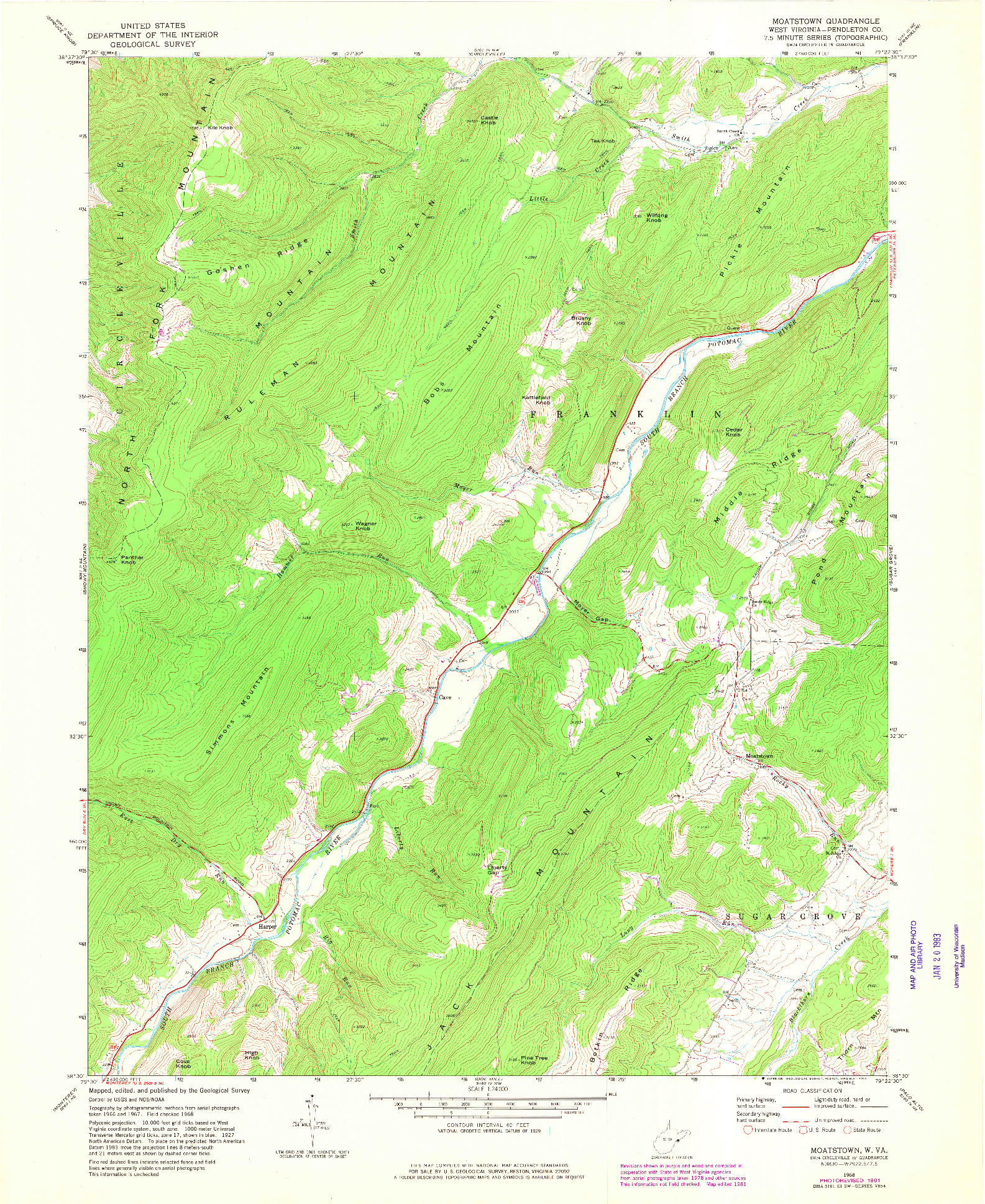 USGS 1:24000-SCALE QUADRANGLE FOR MOATSTOWN, WV 1968