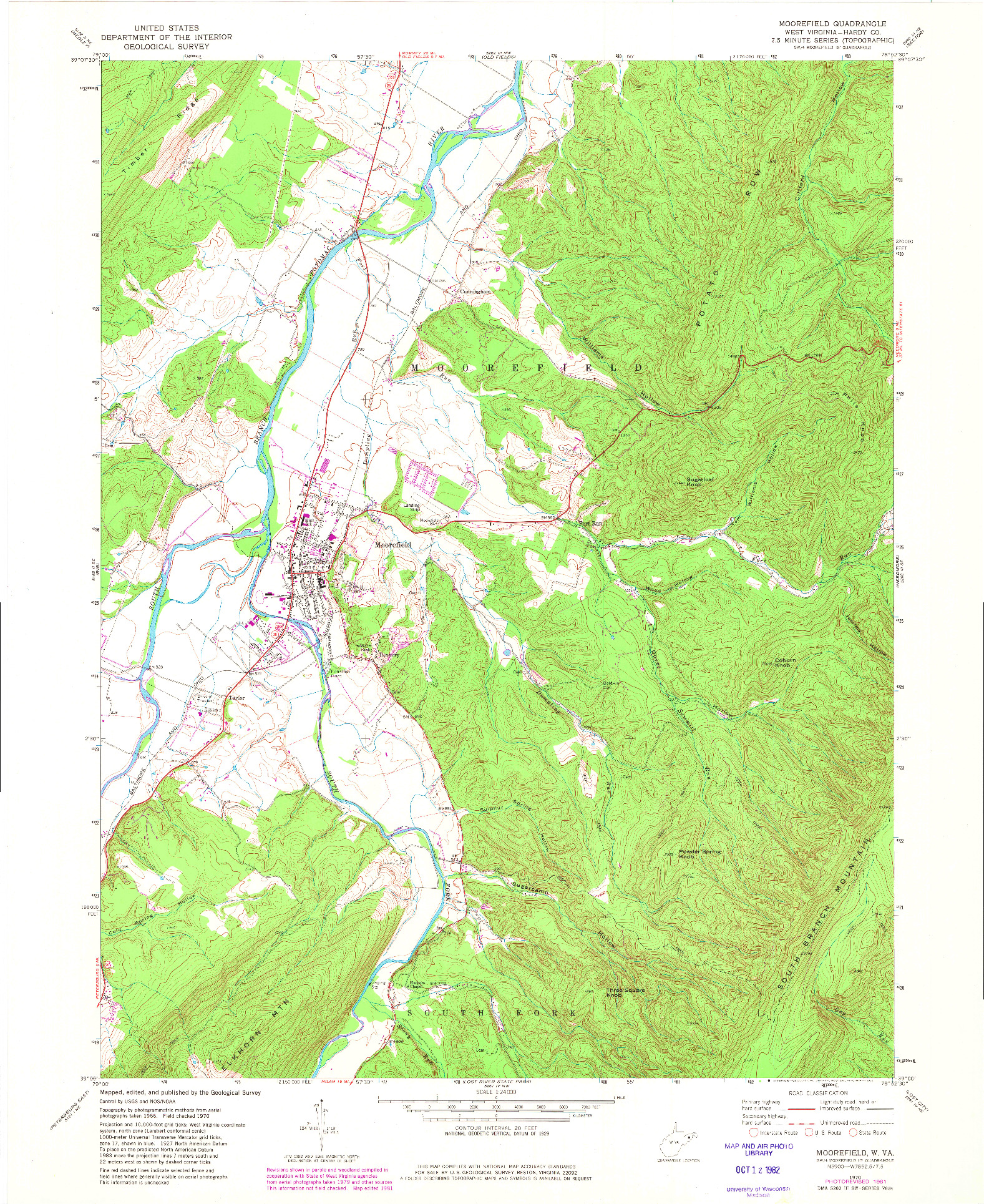 USGS 1:24000-SCALE QUADRANGLE FOR MOOREFIELD, WV 1970