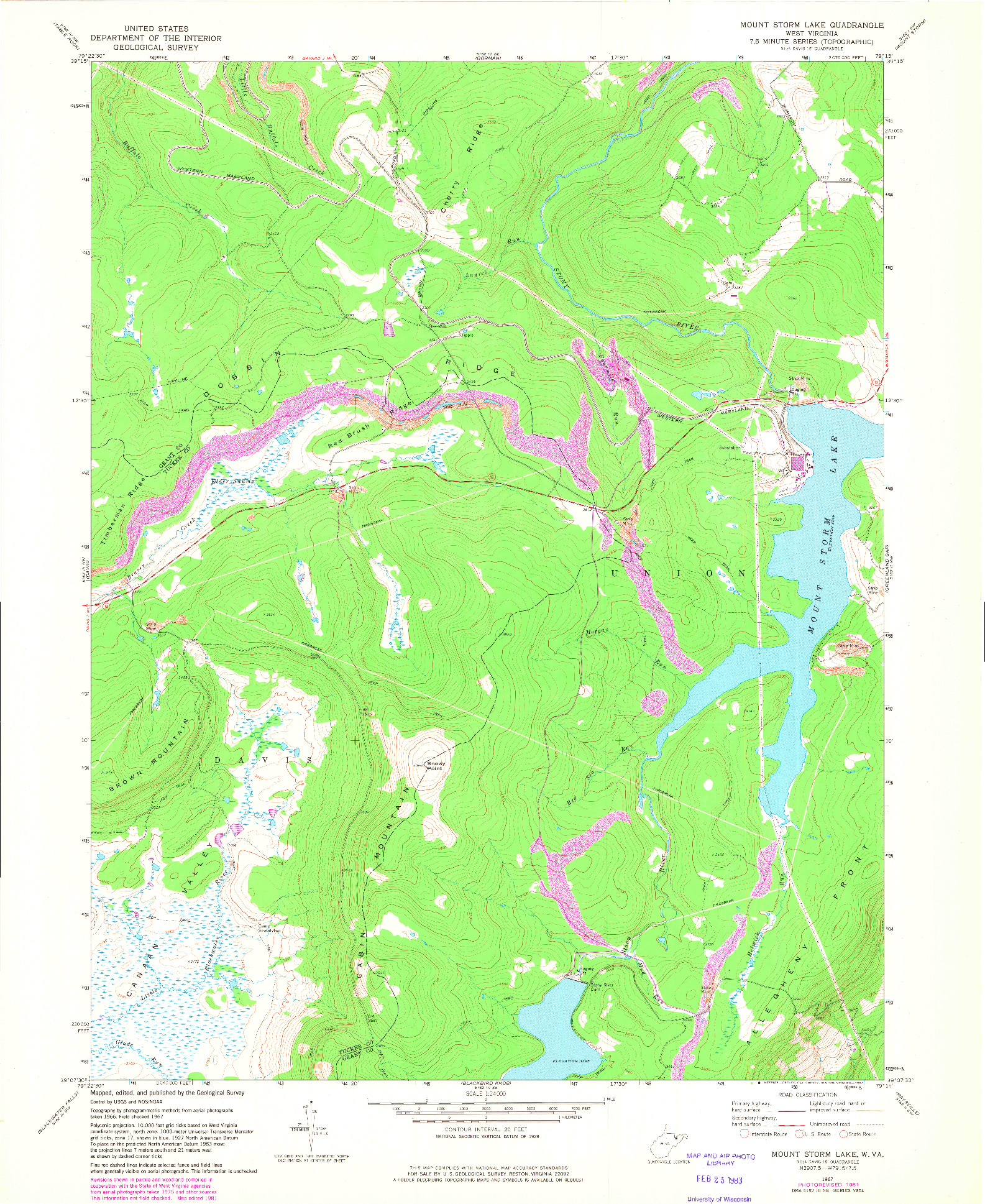 USGS 1:24000-SCALE QUADRANGLE FOR MOUNT STORM LAKE, WV 1967