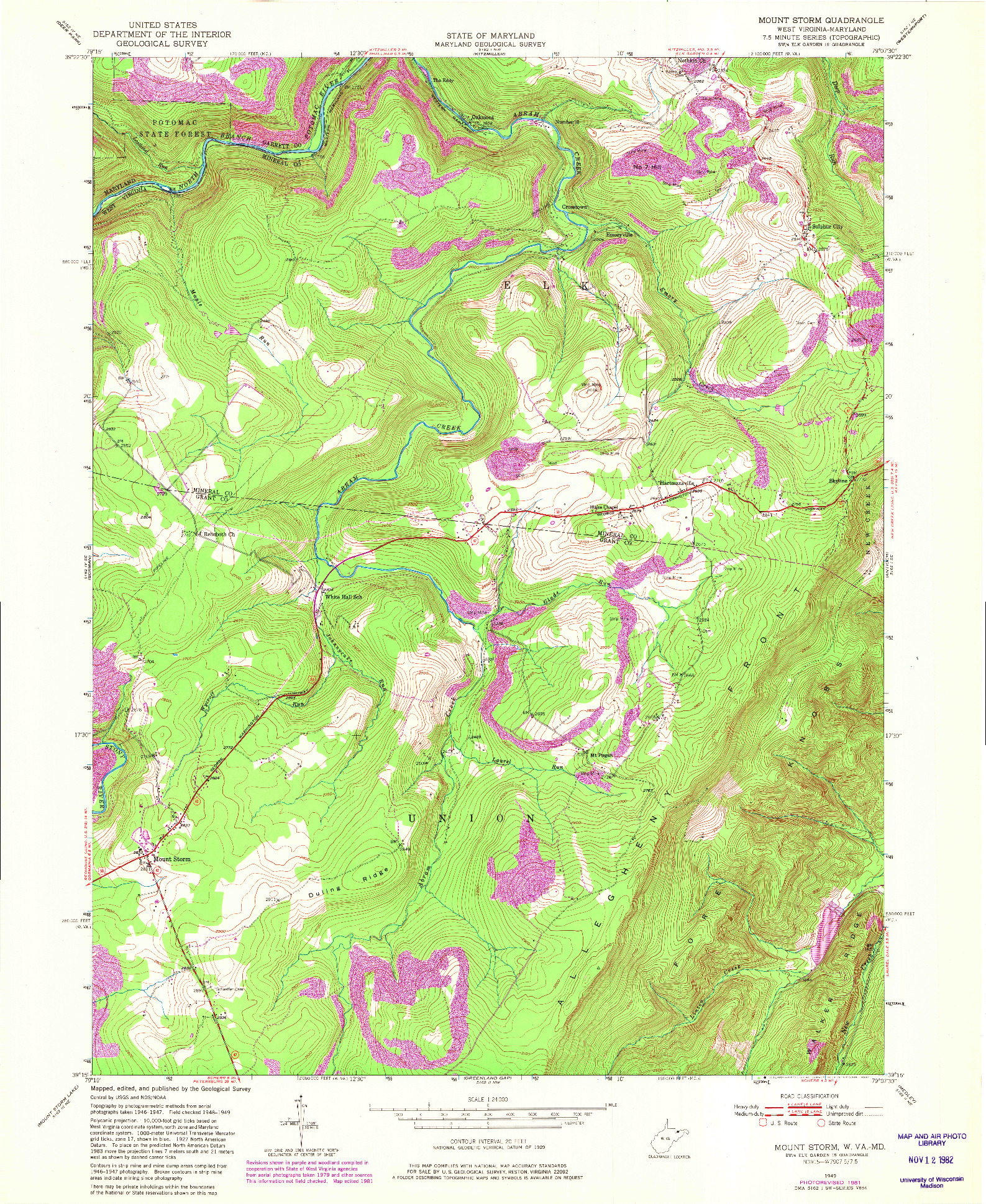 USGS 1:24000-SCALE QUADRANGLE FOR MOUNT STORM, WV 1949