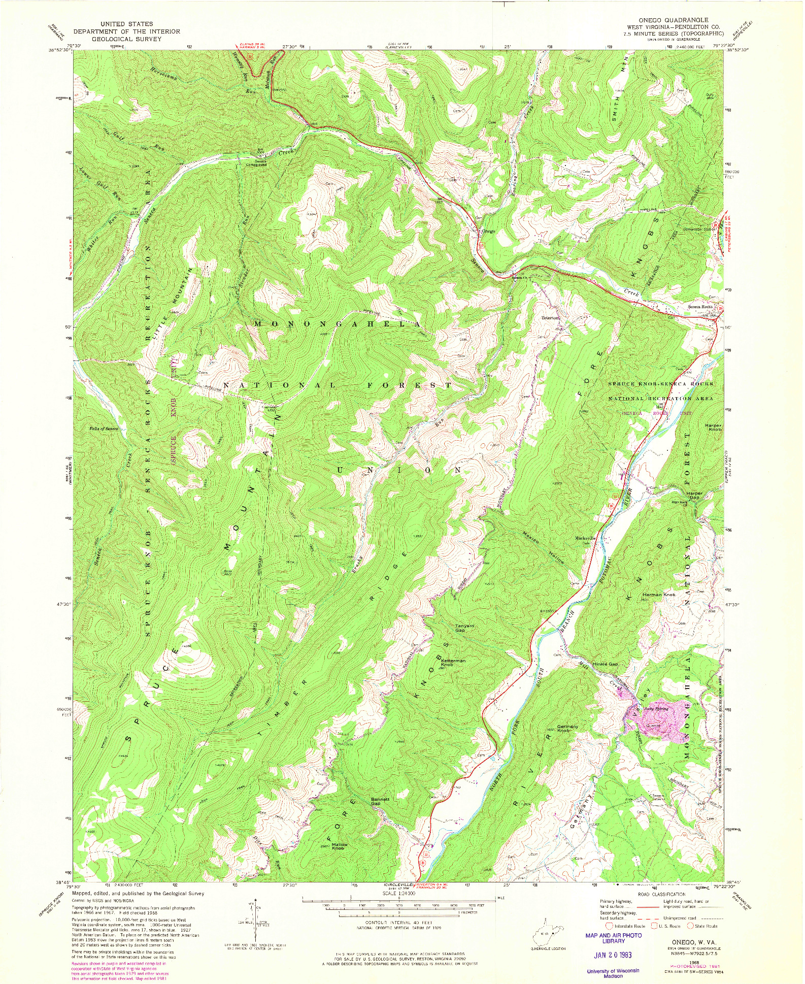 USGS 1:24000-SCALE QUADRANGLE FOR ONEGO, WV 1968