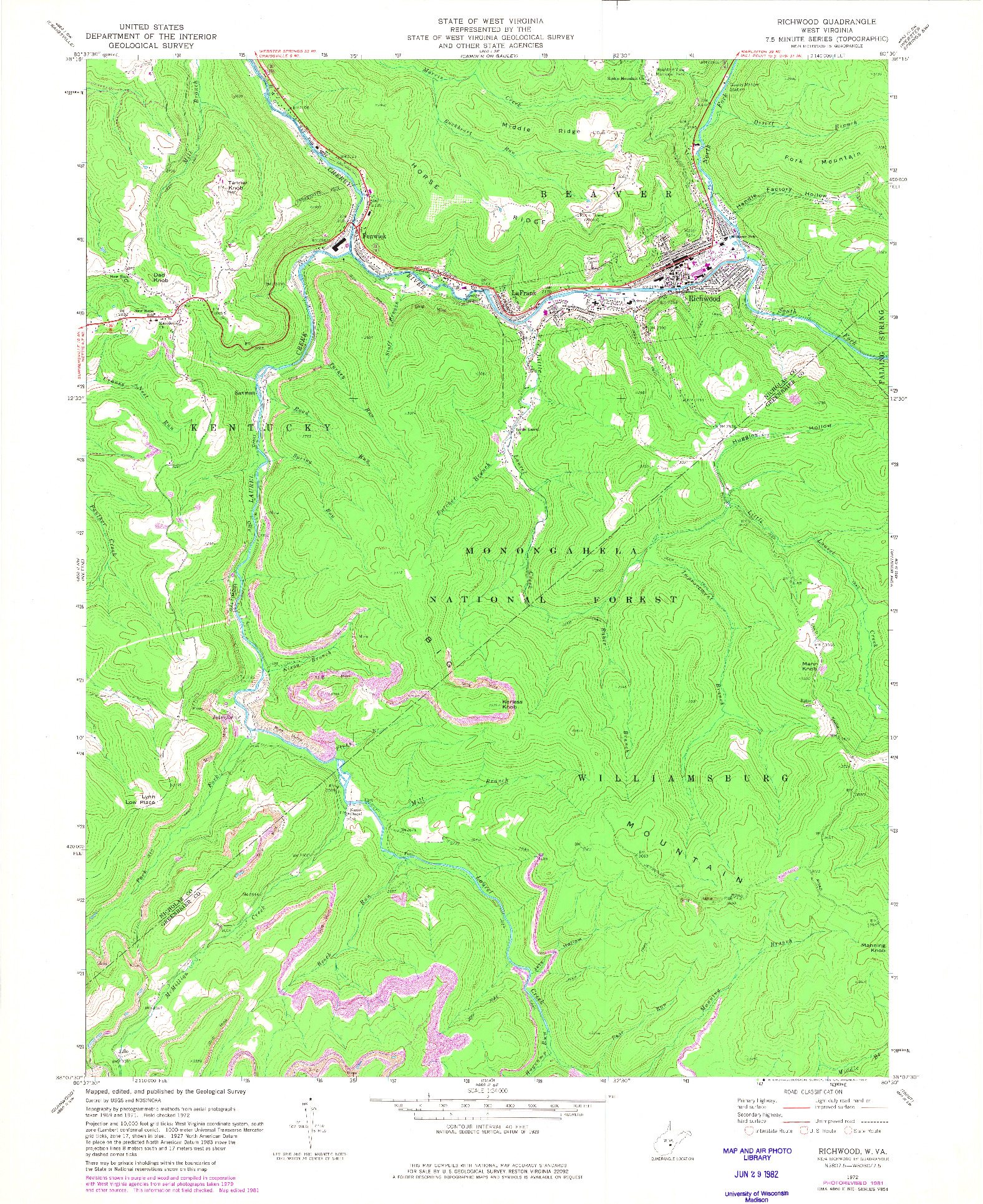 USGS 1:24000-SCALE QUADRANGLE FOR RICHWOOD, WV 1972